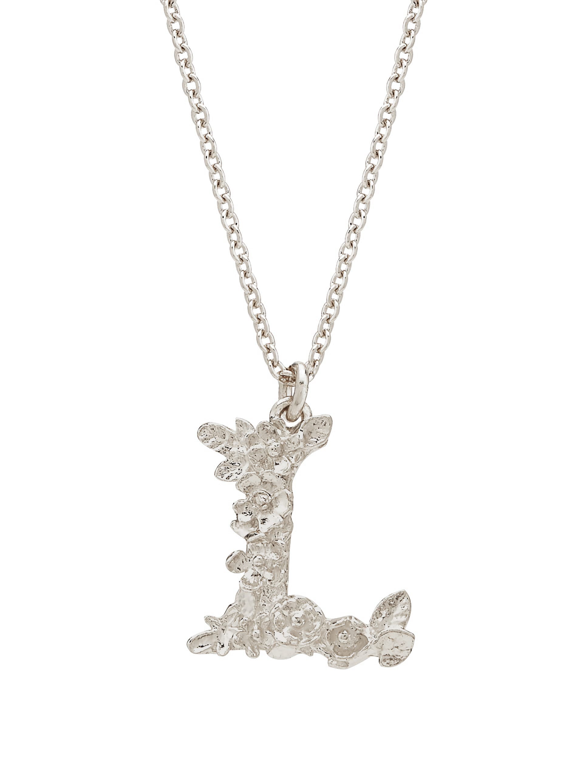 Floral Letter L Necklace - image 5 | silver