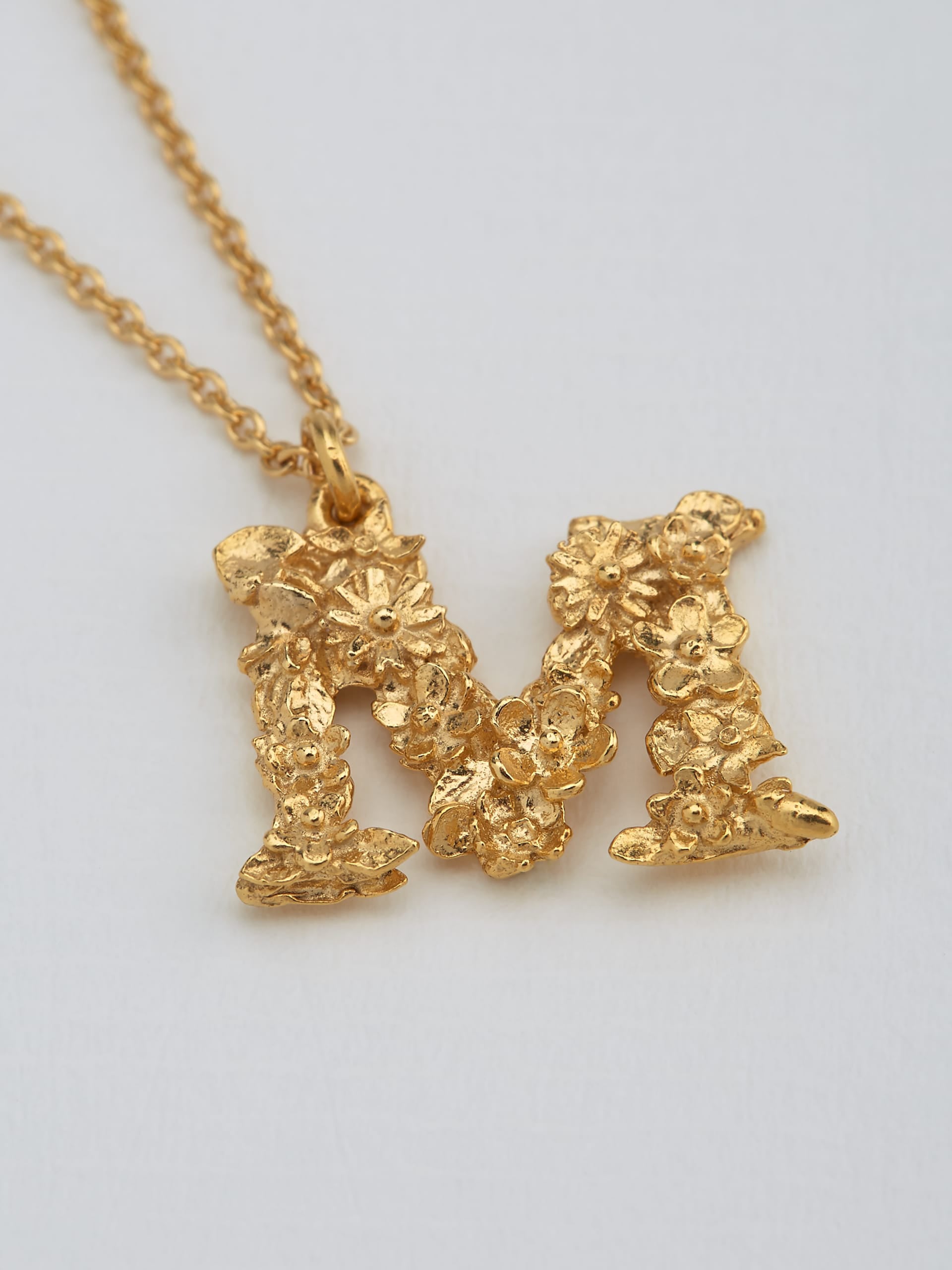 Floral Letter M Necklace - image 3 | gold plate