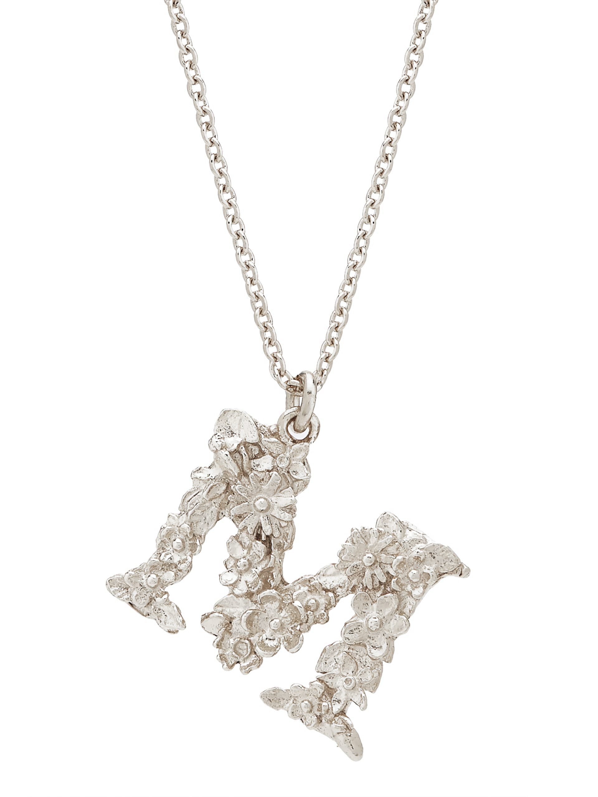 Floral Letter M Necklace - image 5 | silver