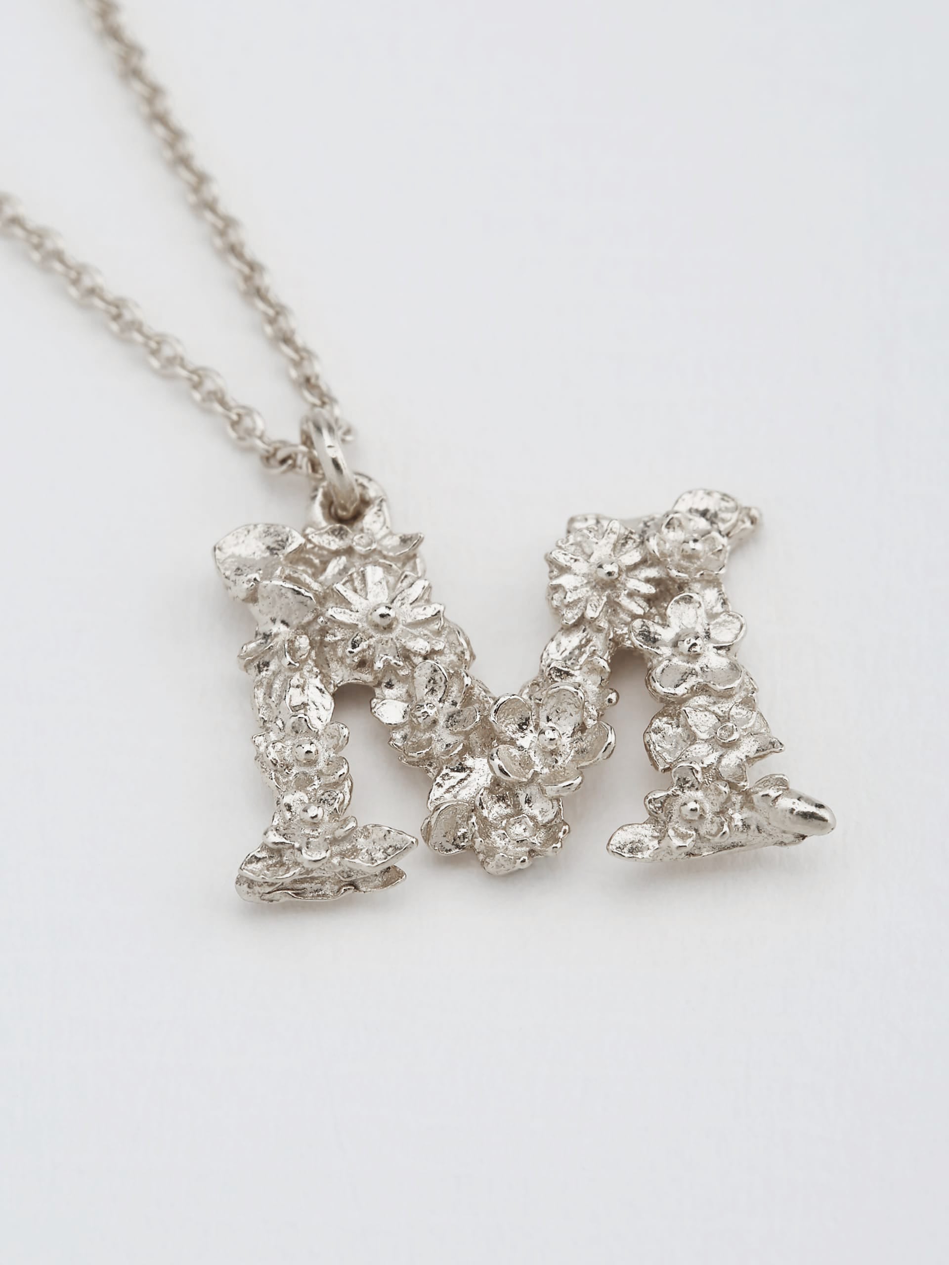 Floral Letter M Necklace - image 7 | silver