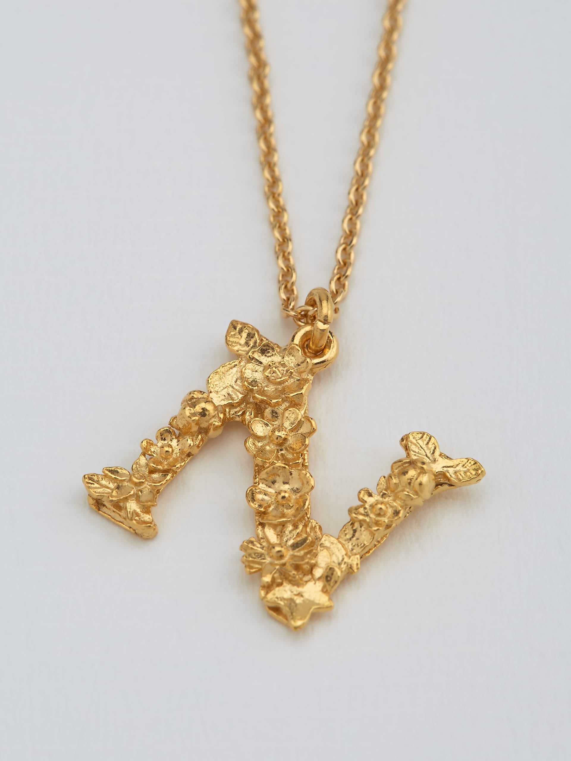 Floral Letter N Necklace - image 3 | gold plate