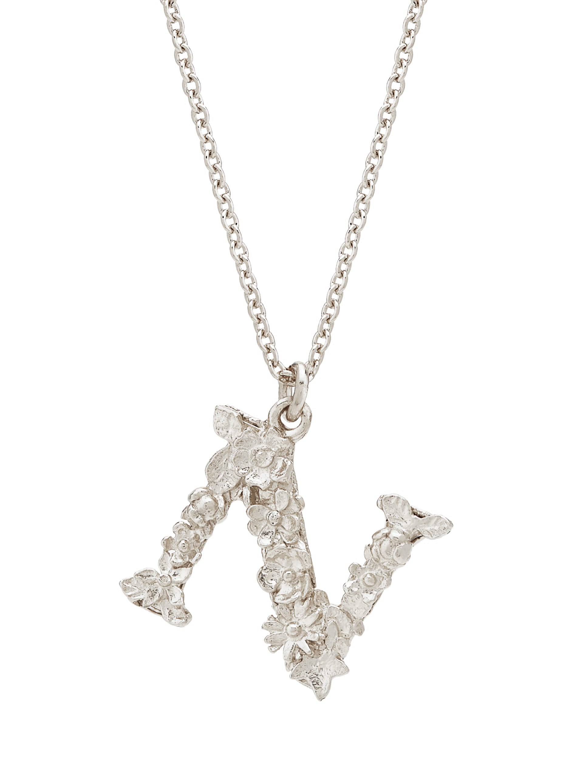 Floral Letter N Necklace - image 5 | silver