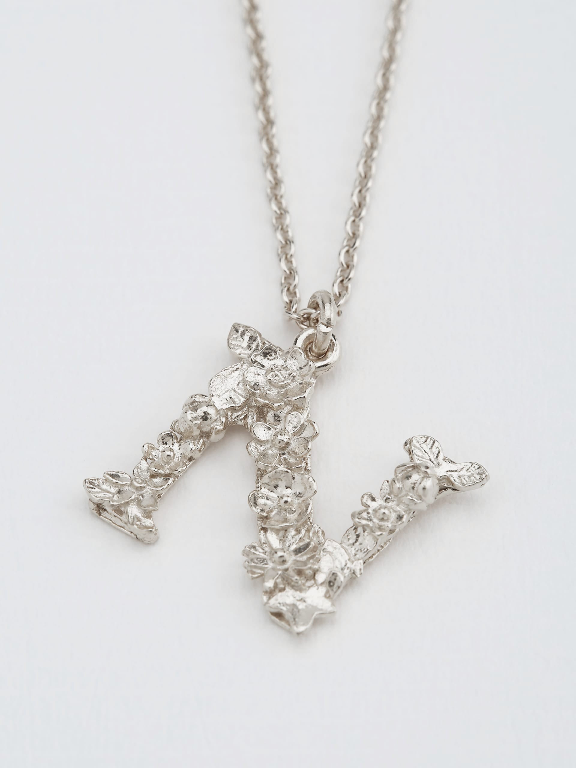 Floral Letter N Necklace - image 7 | silver