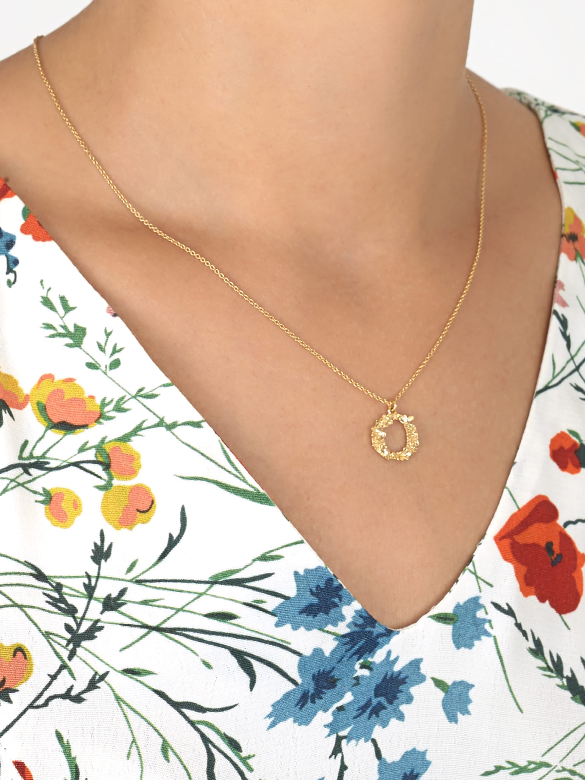 Floral Letter O Necklace - image 2
