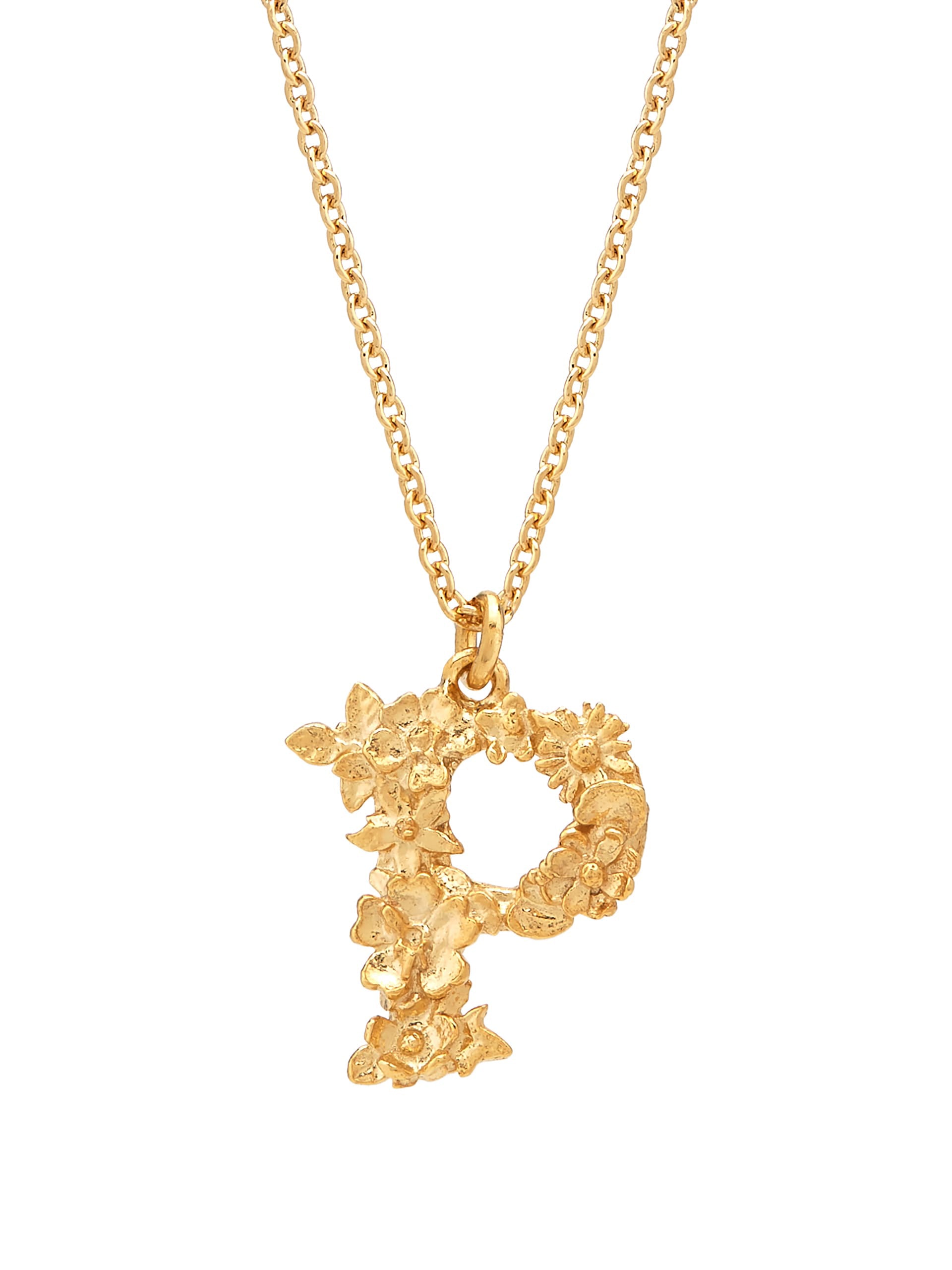 Floral Letter P Necklace - image 1 | gold plate