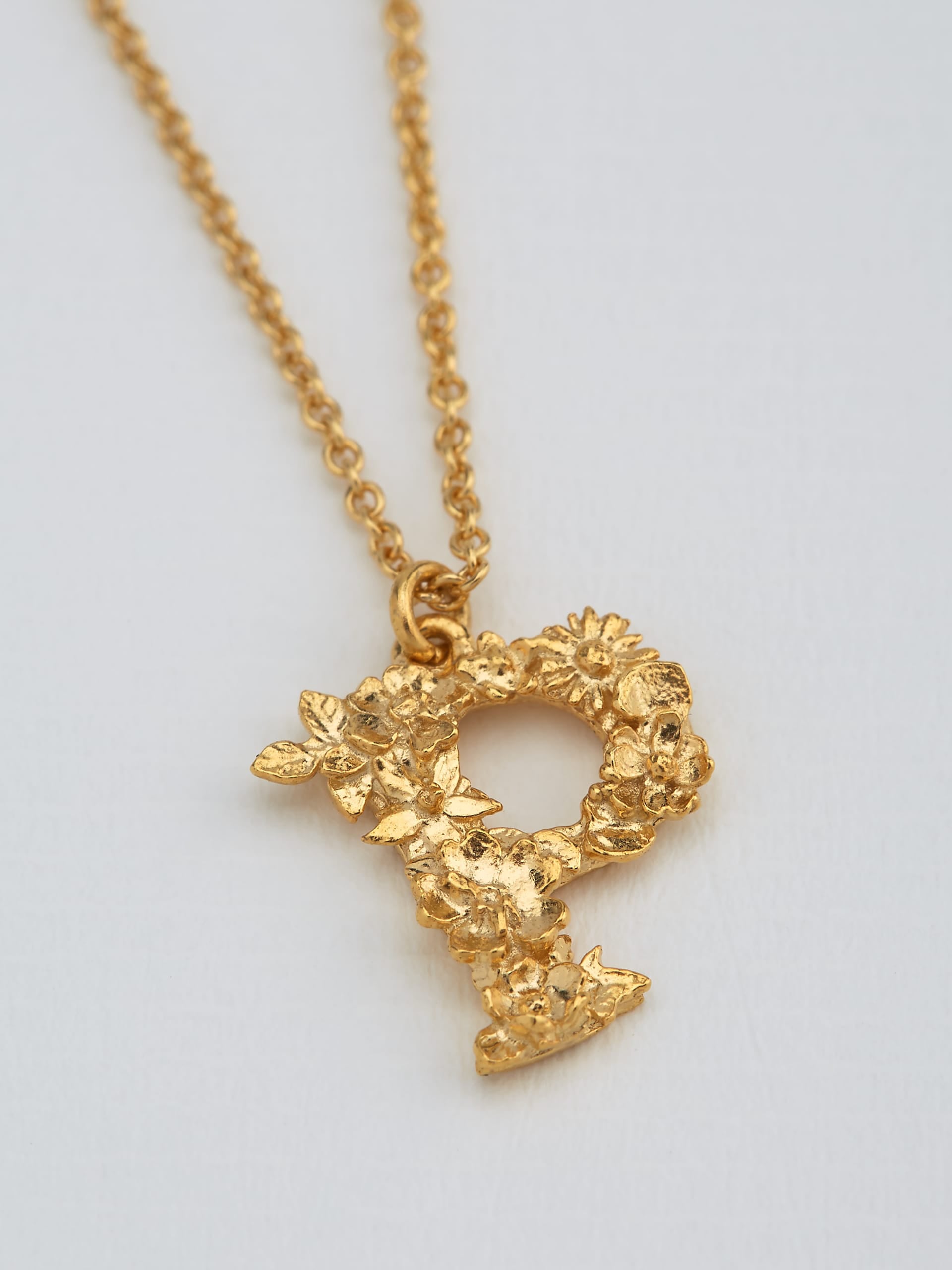 Floral Letter P Necklace - image 3 | gold plate