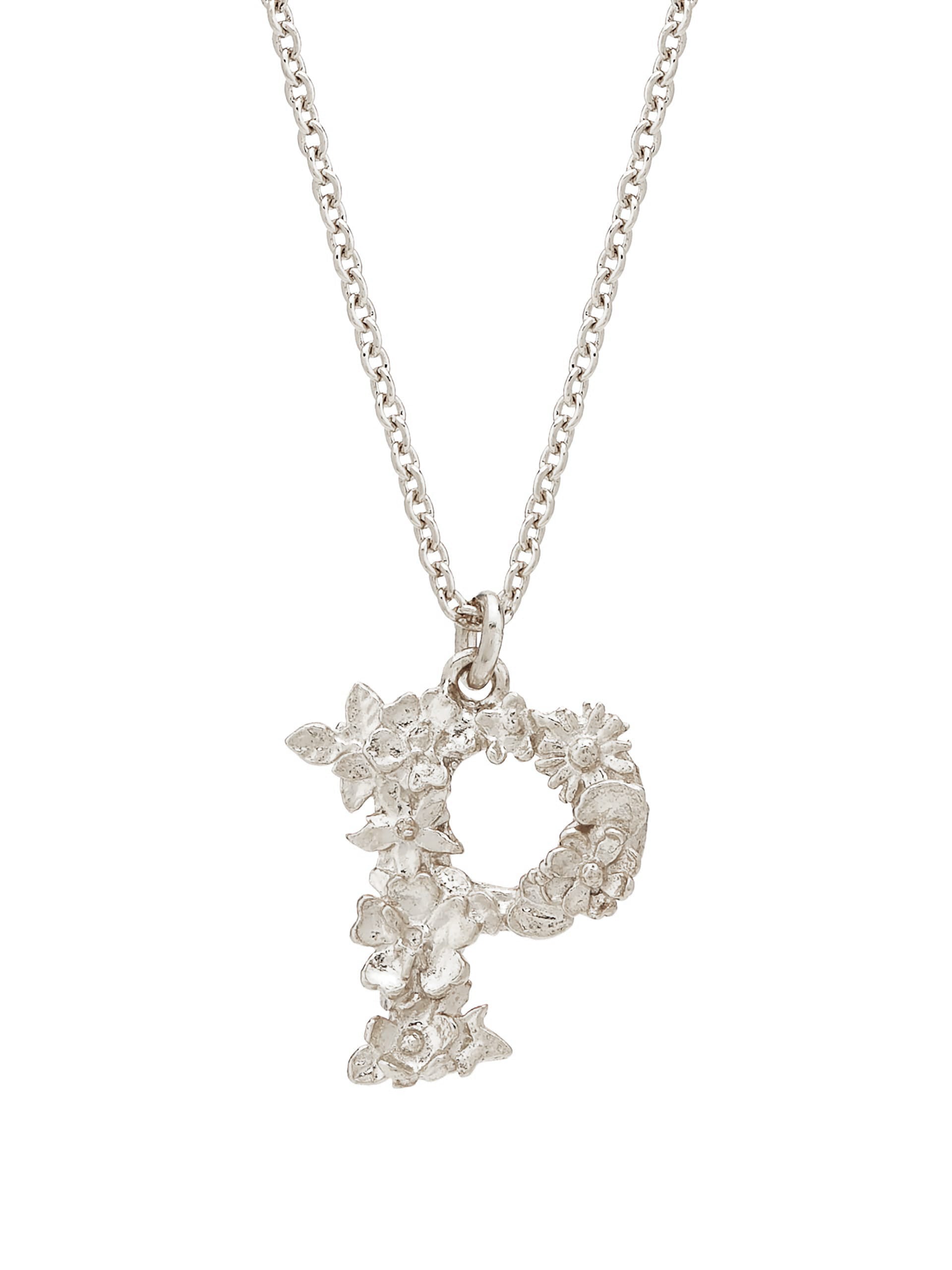 Floral Letter P Necklace - image 5 | silver