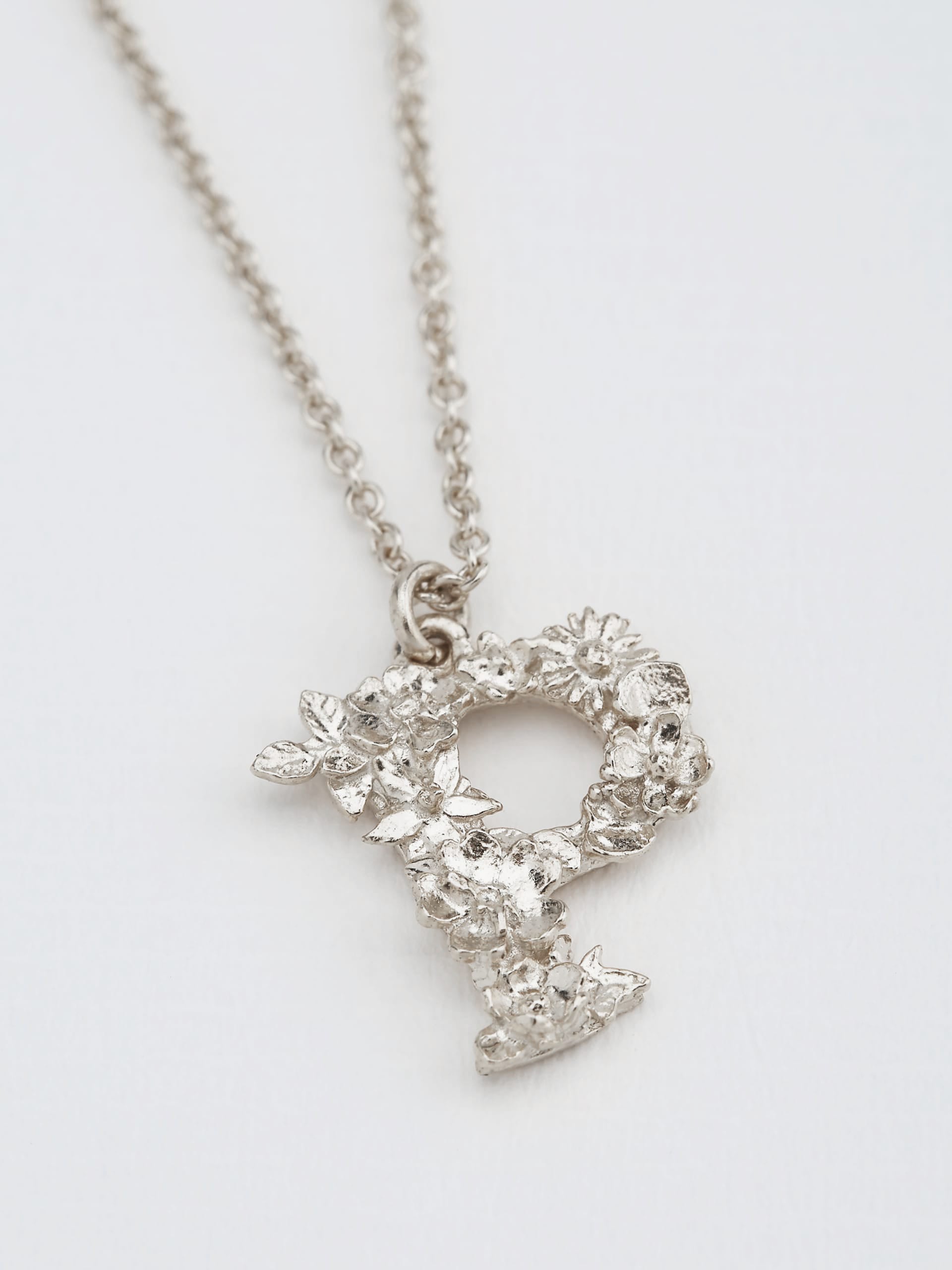 Floral Letter P Necklace - image 7 | silver