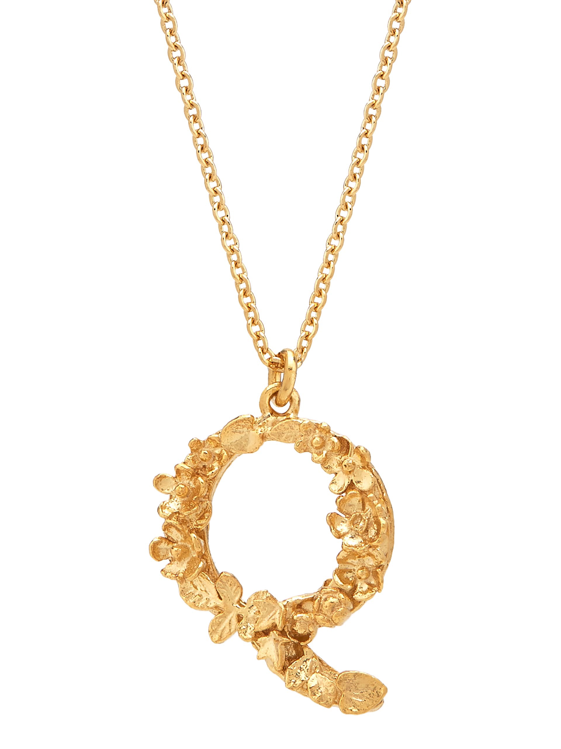 Floral Letter Q Necklace - image 1 | gold plate