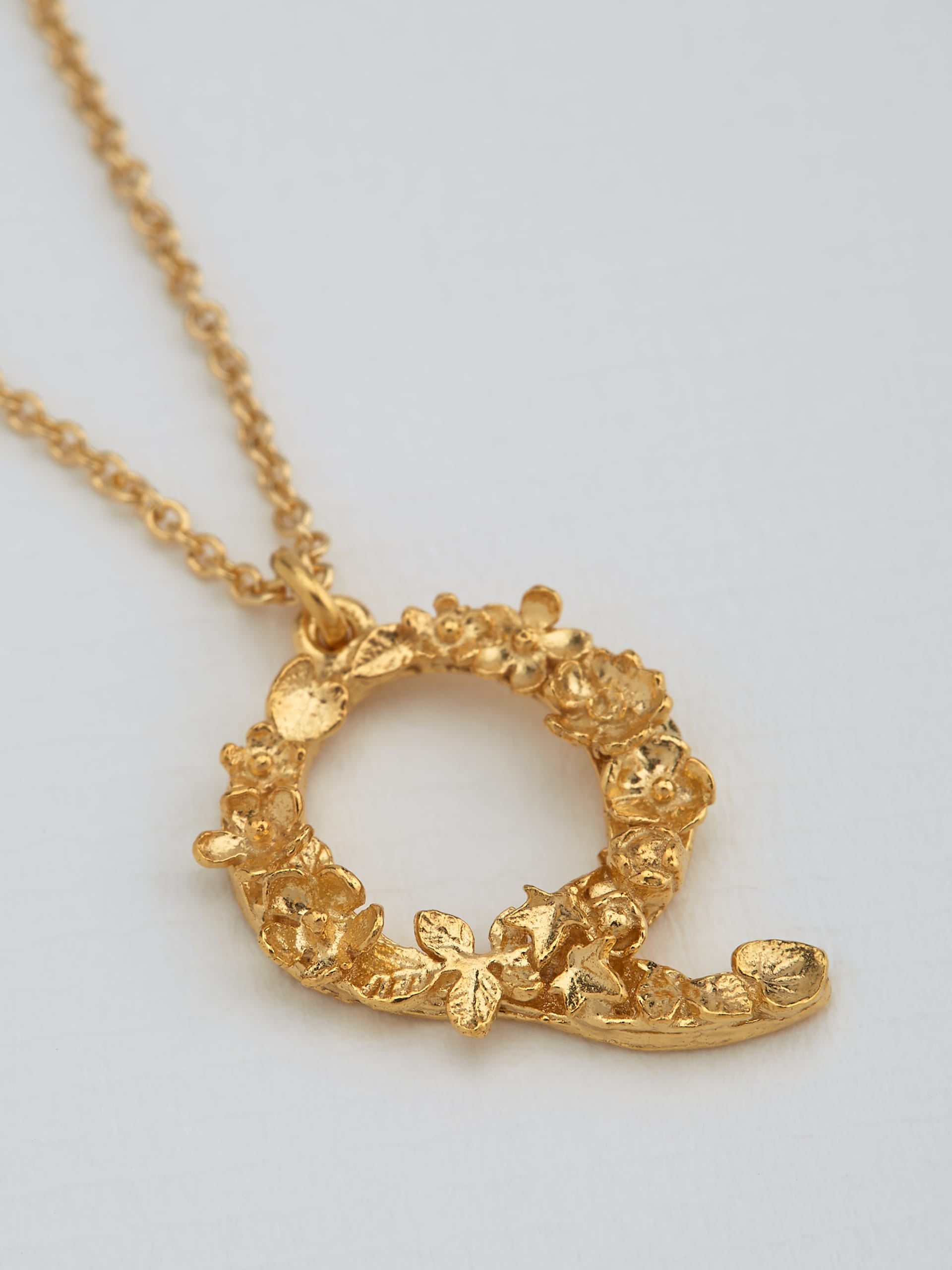 Floral Letter Q Necklace - image 3 | gold plate