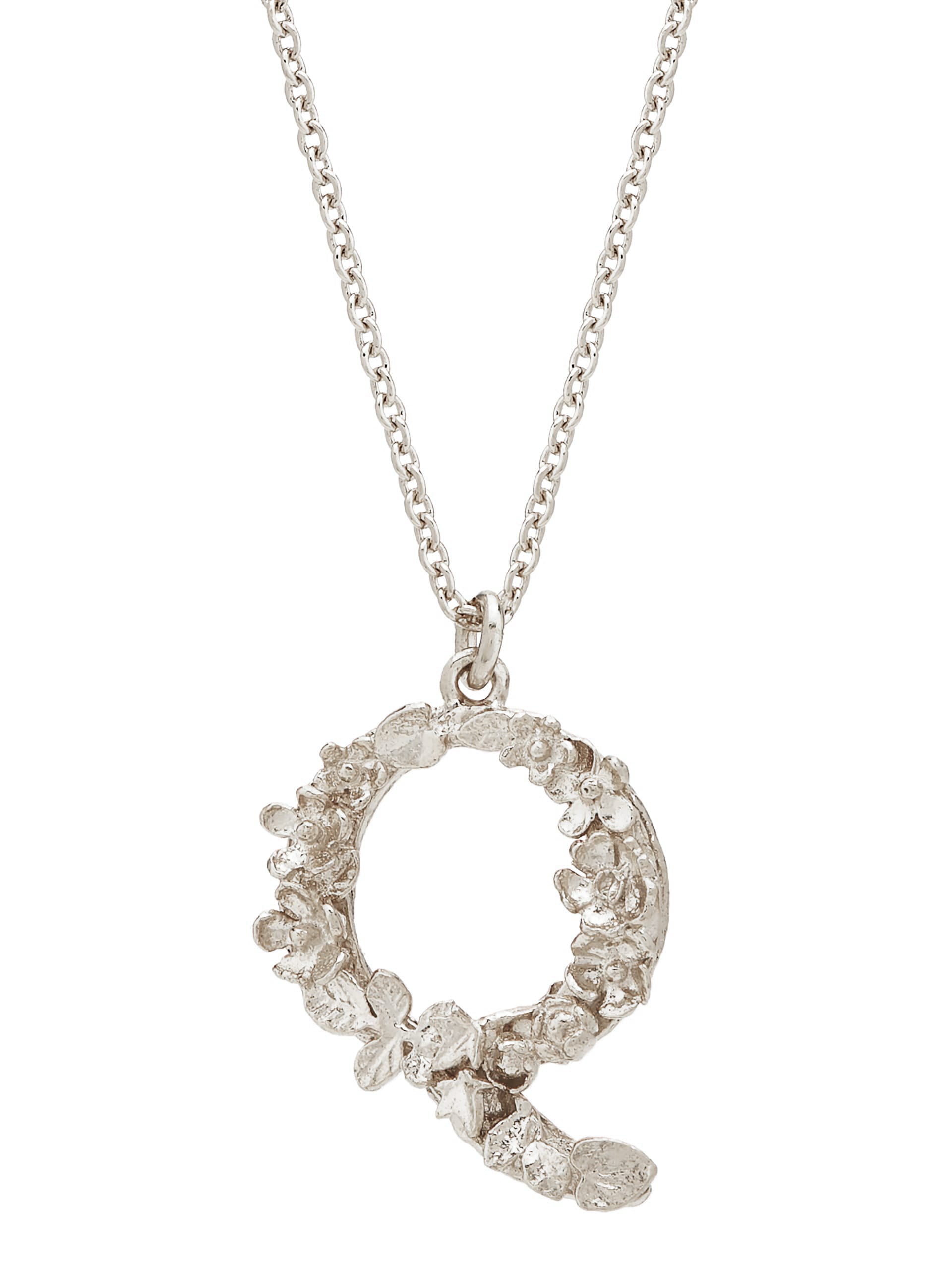 Floral Letter Q Necklace - image 5 | silver