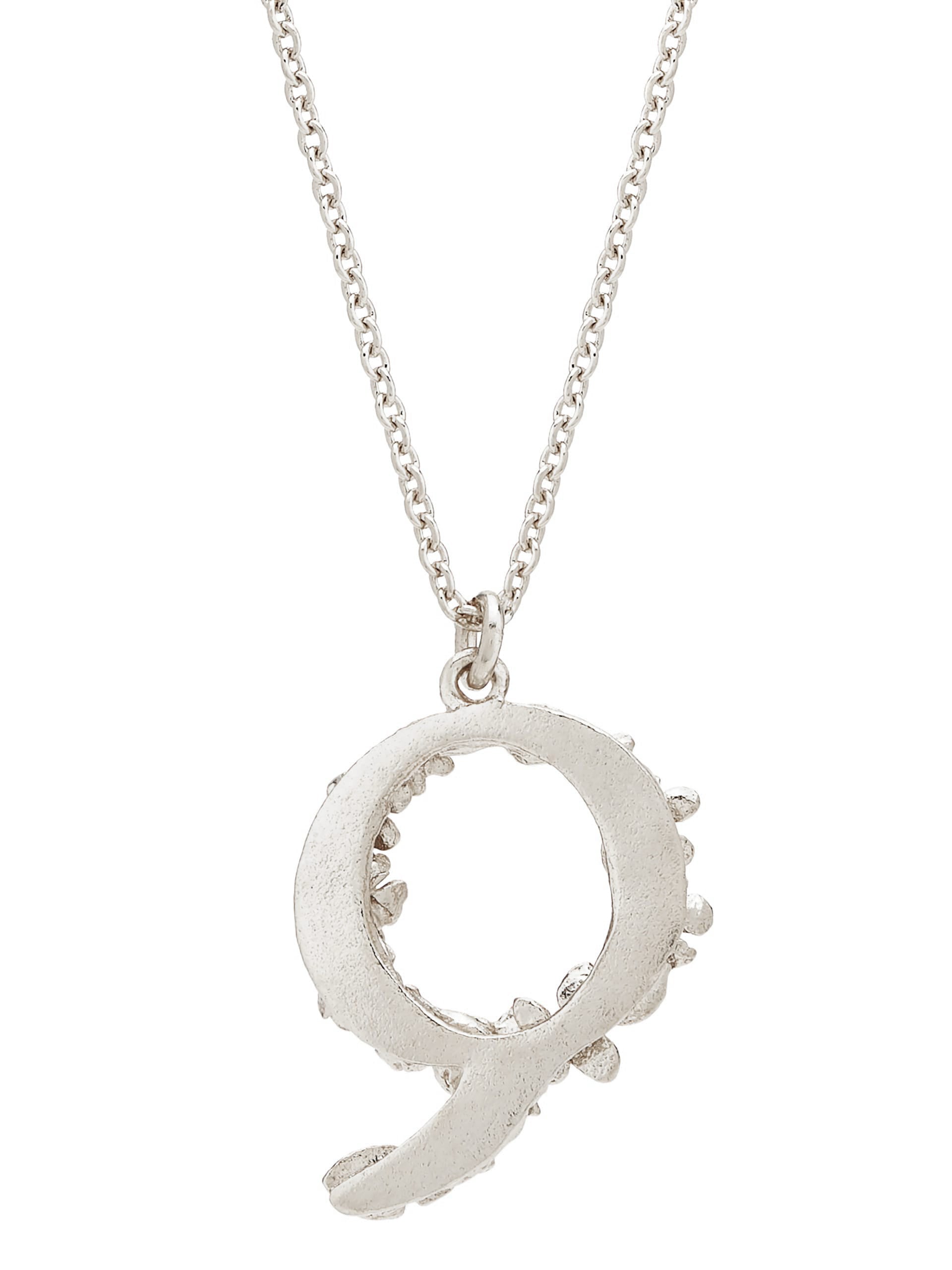 Floral Letter Q Necklace - image 8 | silver