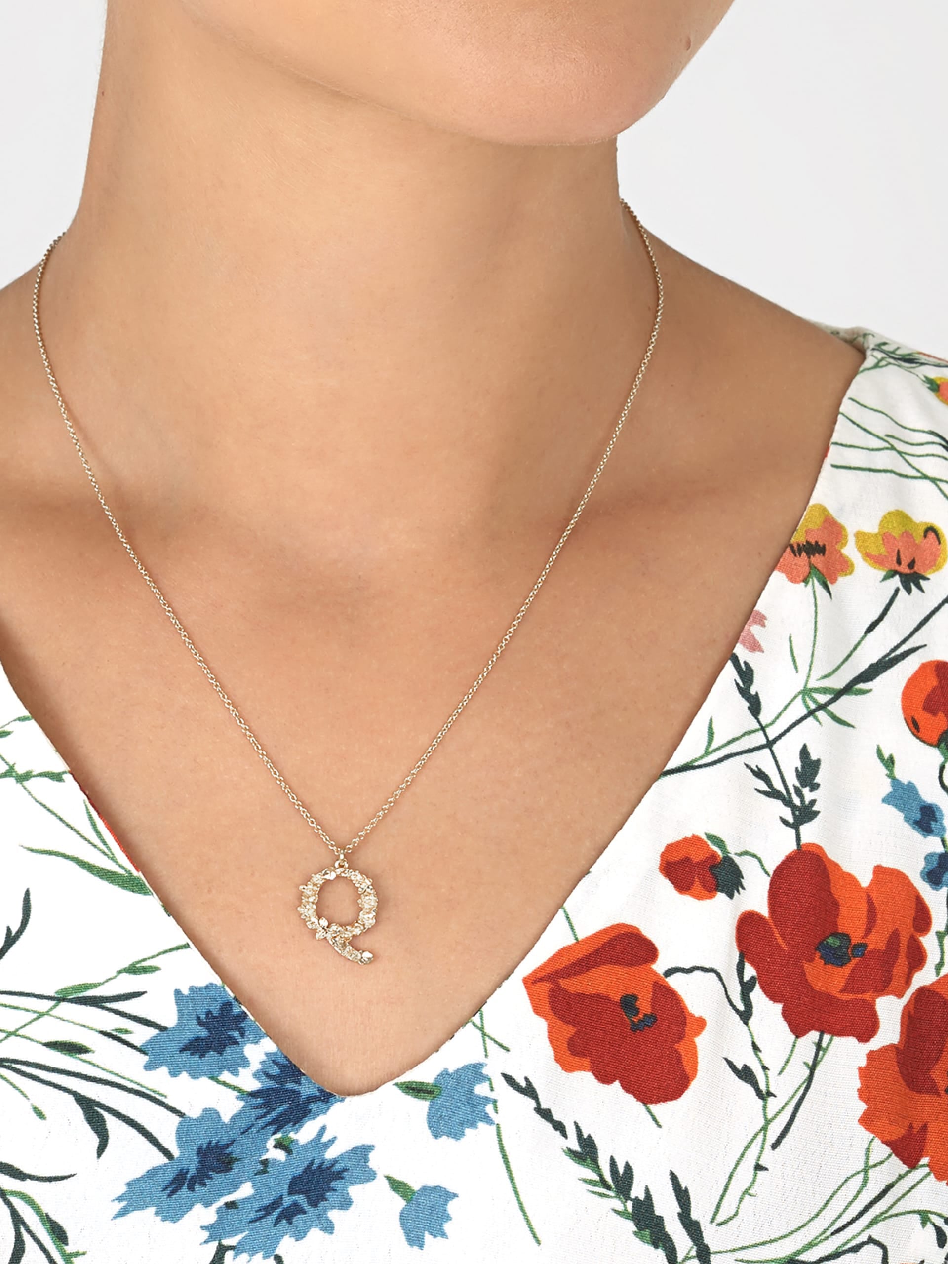 Floral Letter Q Necklace - image 6