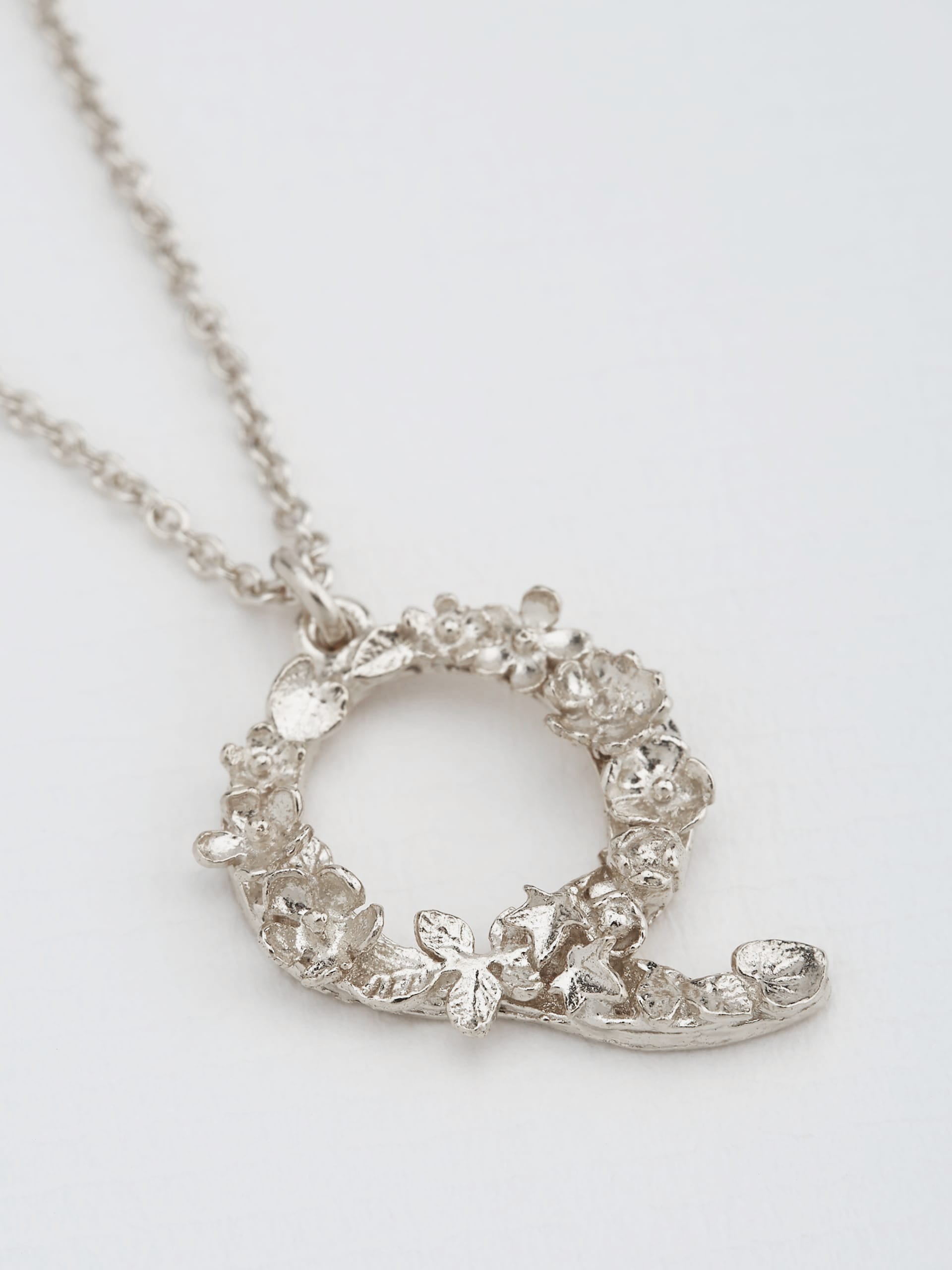 Floral Letter Q Necklace - image 7 | silver