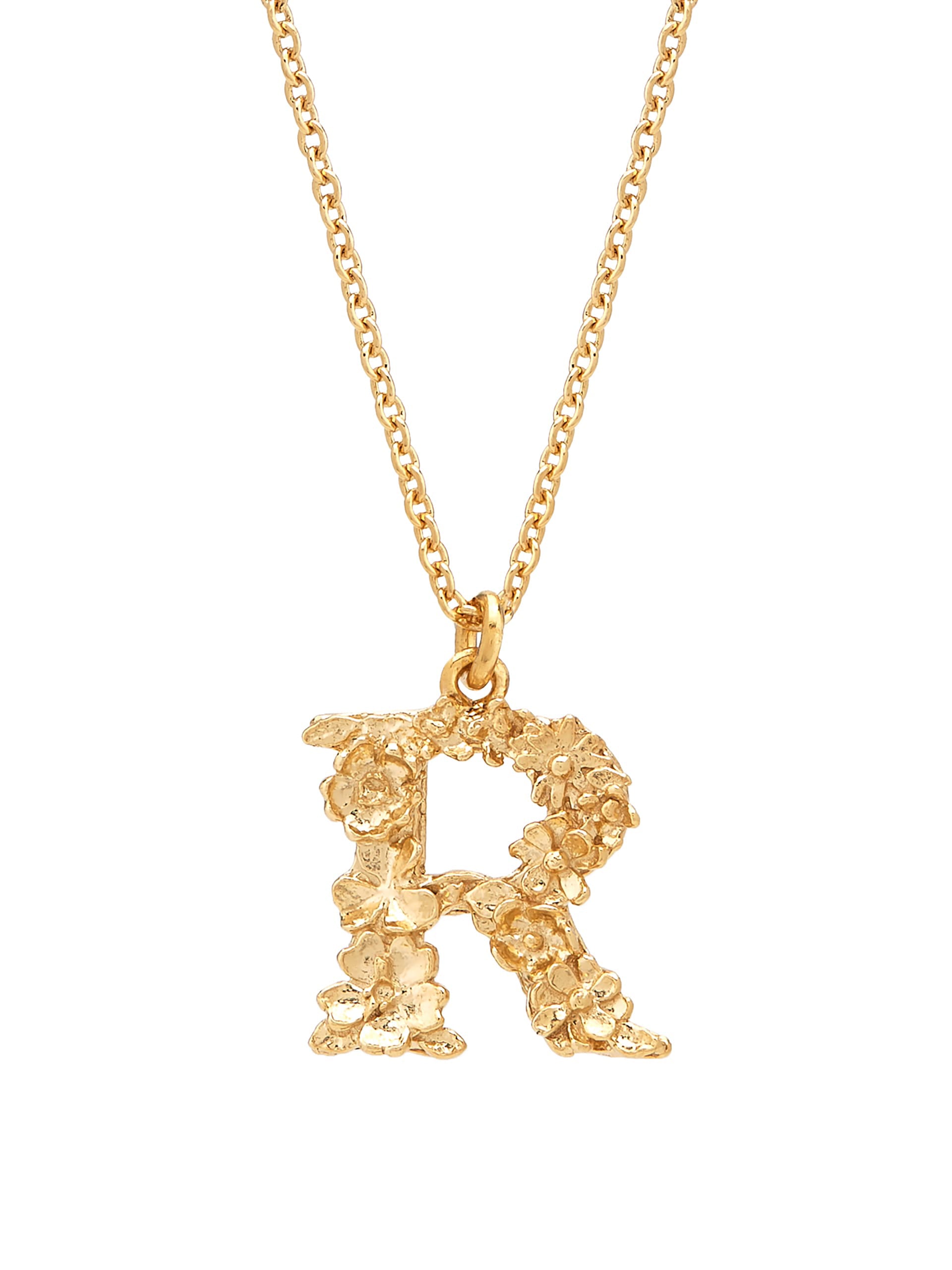 Floral Letter R Necklace - image 1 | gold plate