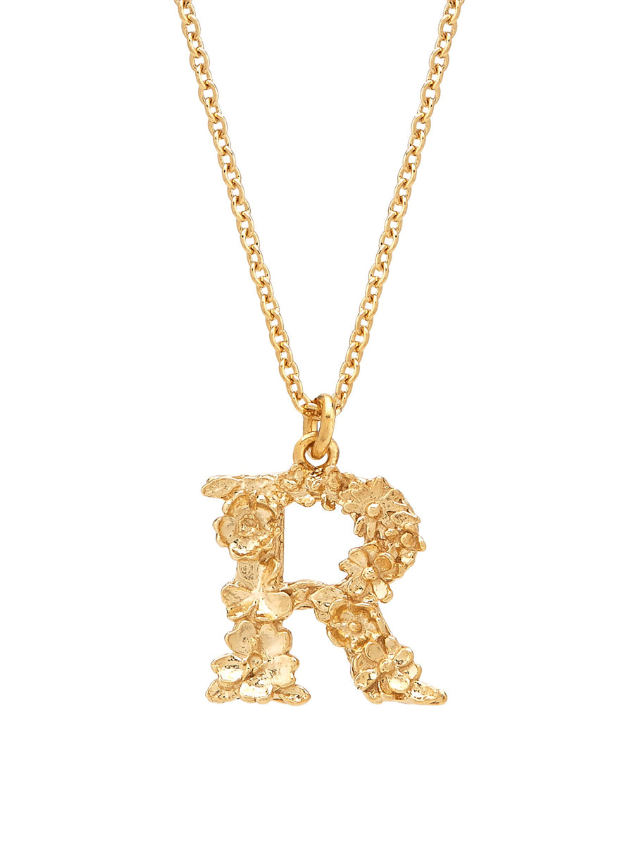Floral Letter R Necklace