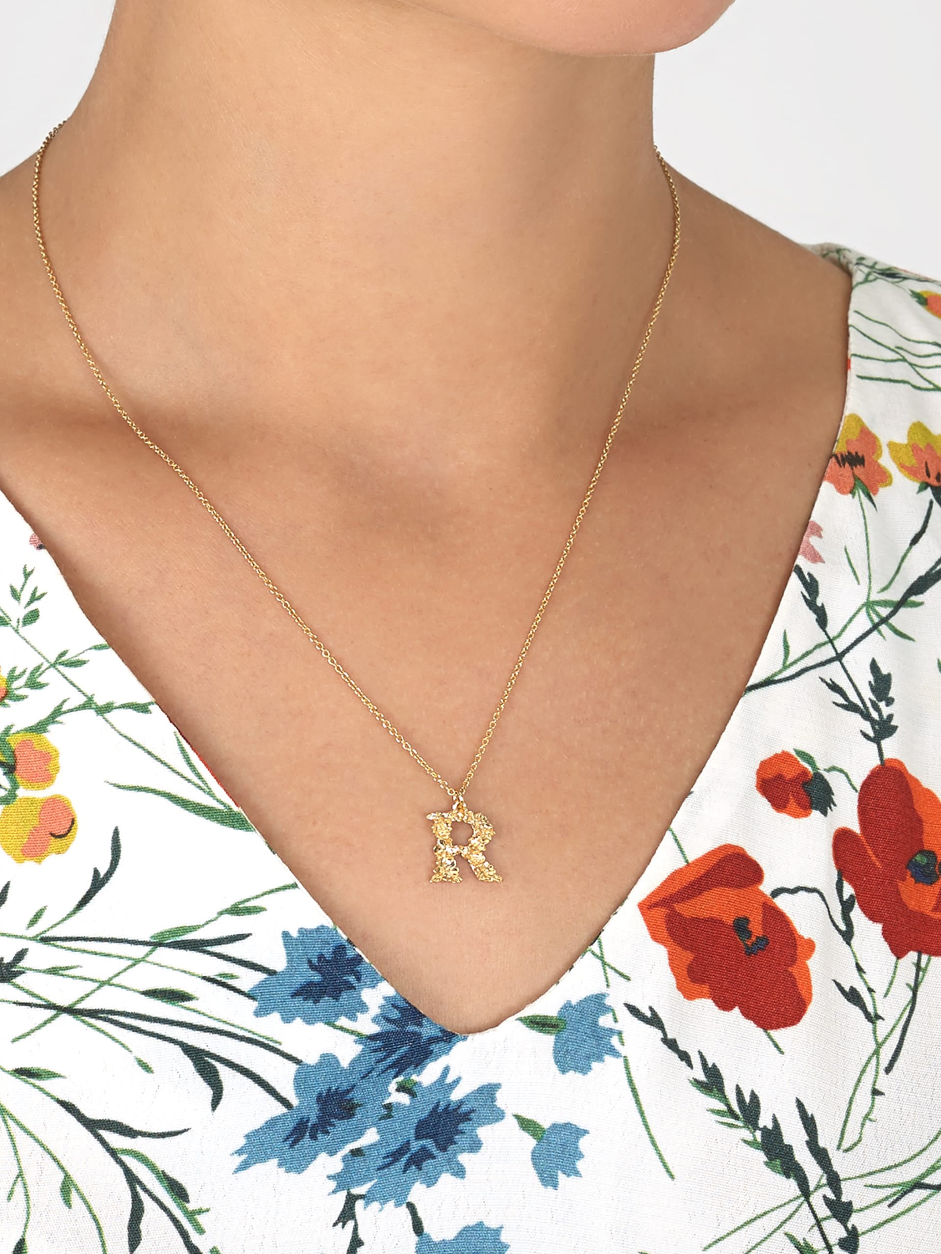 Floral Letter R Necklace - image 2