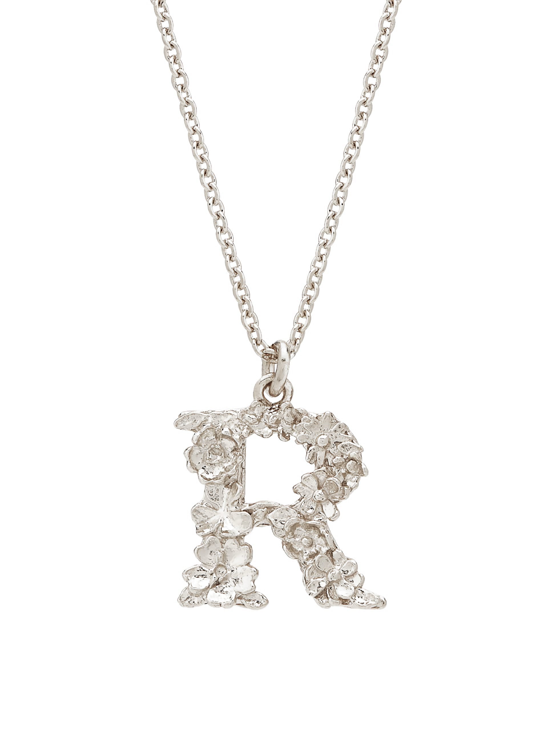 Floral Letter R Necklace - image 5 | silver