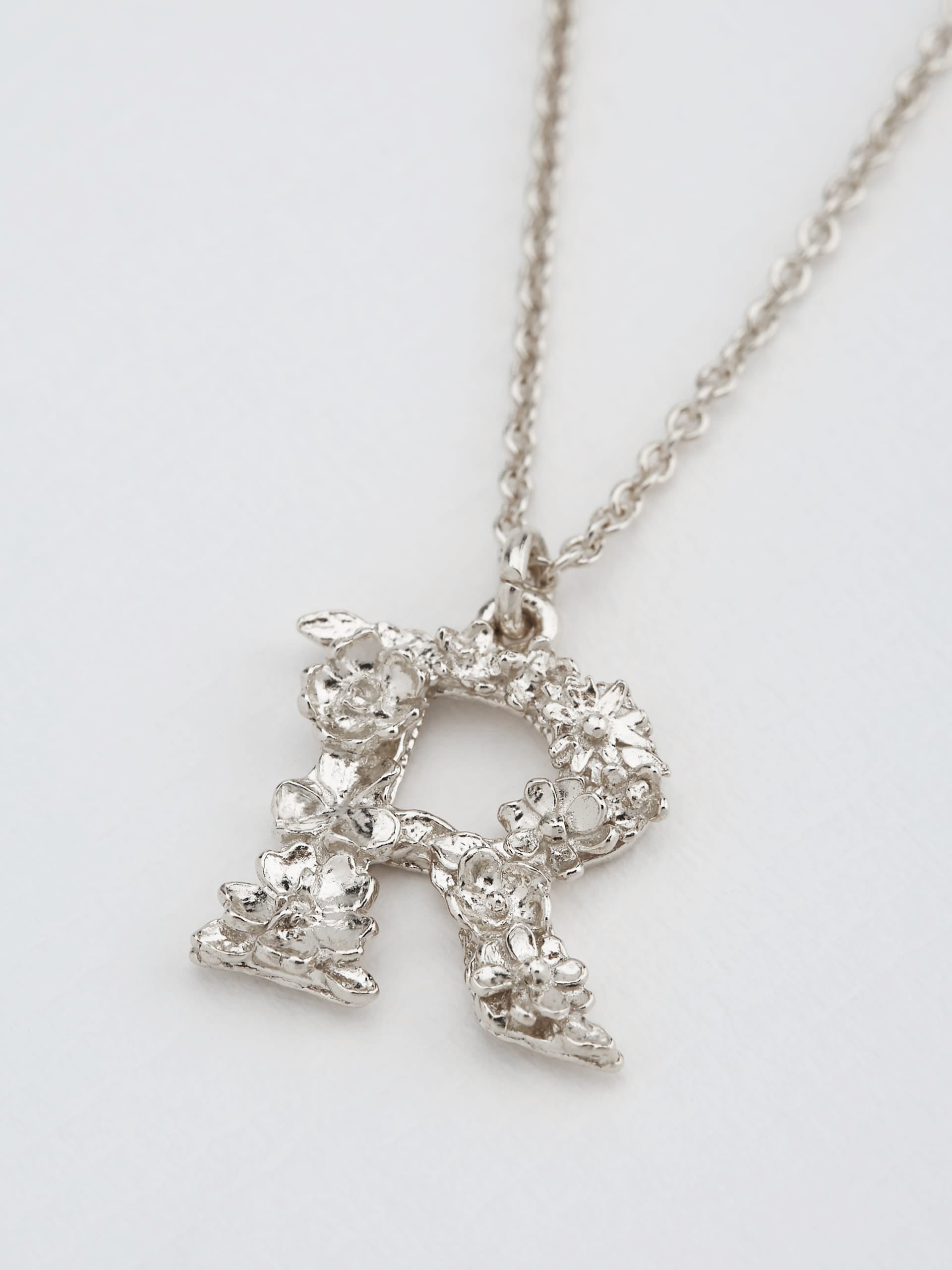 Floral Letter R Necklace - image 7 | silver