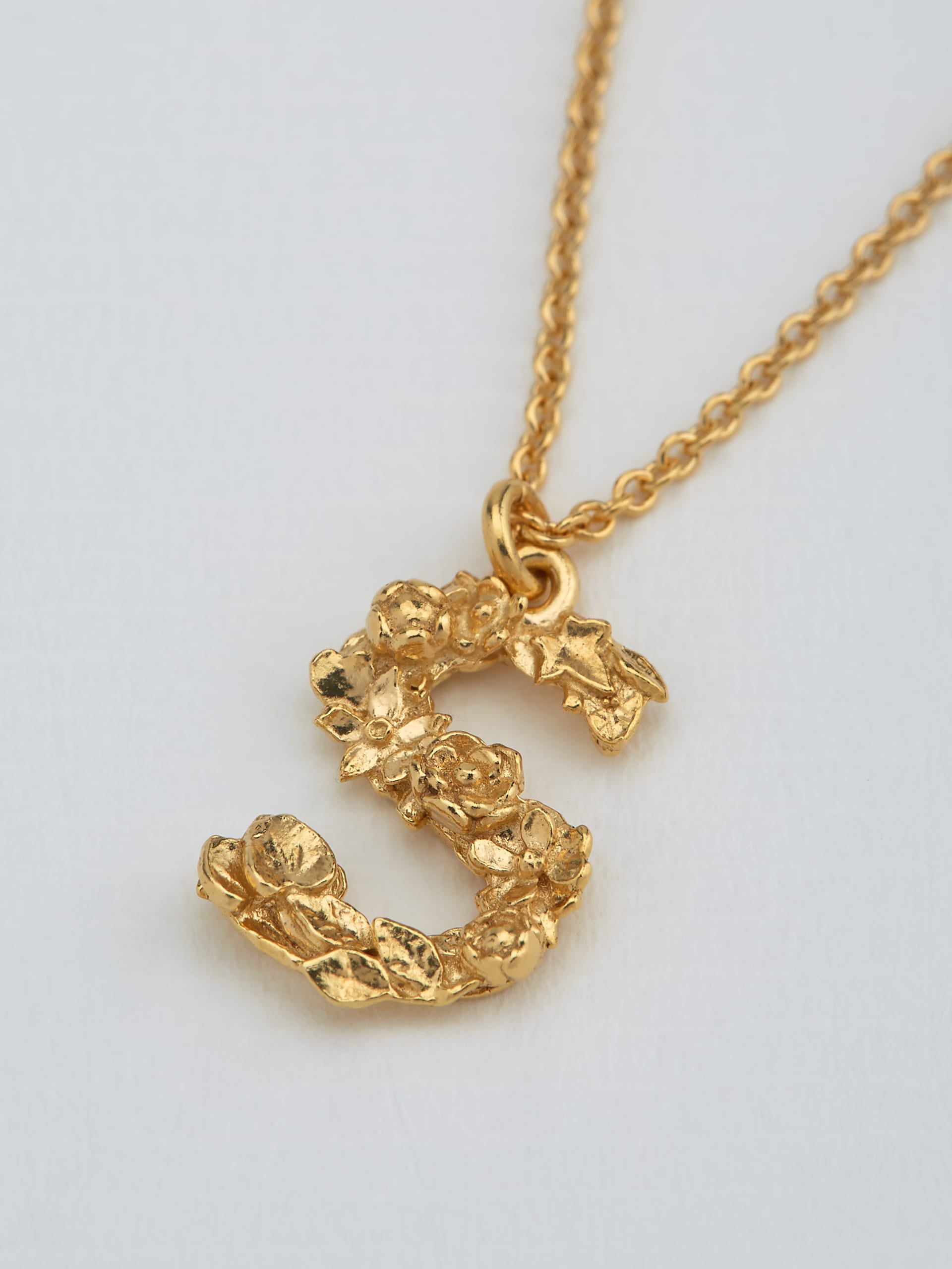 Floral Letter S Necklace - image 3 | gold plate