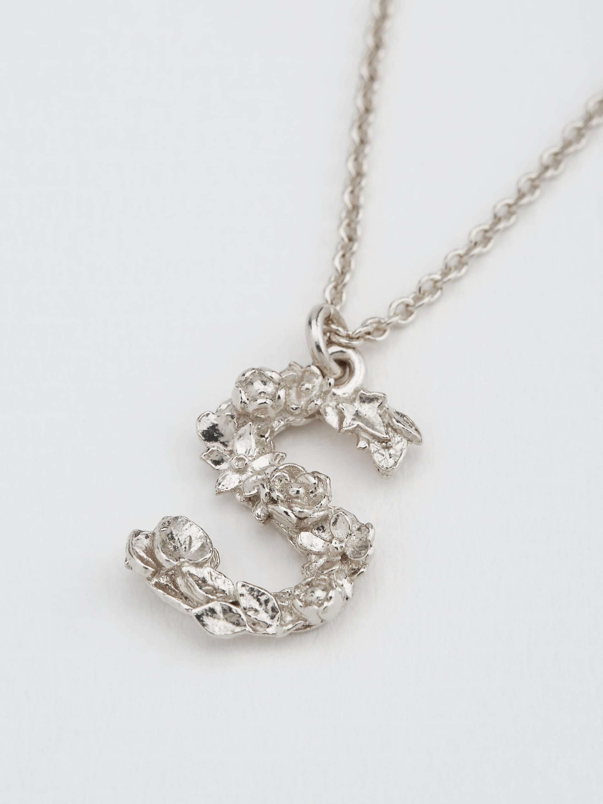 Floral Letter S Necklace - image 7 | silver