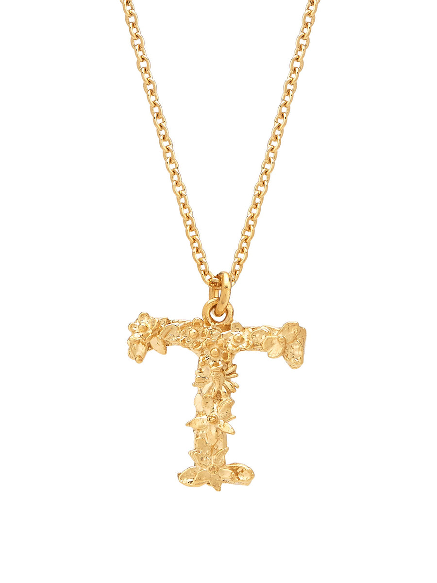 Floral Letter T Necklace