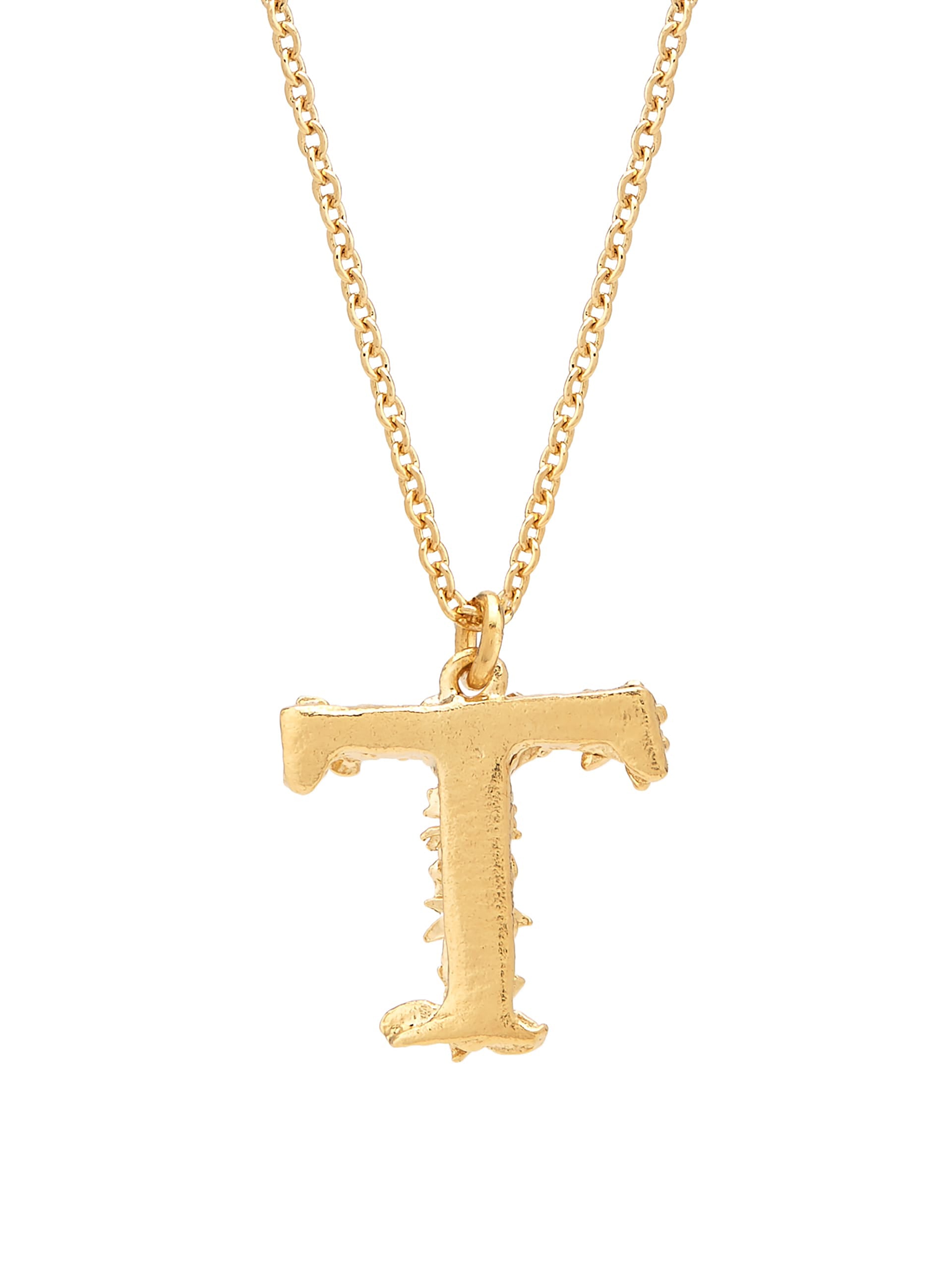 Floral Letter T Necklace - image 4 | gold plate