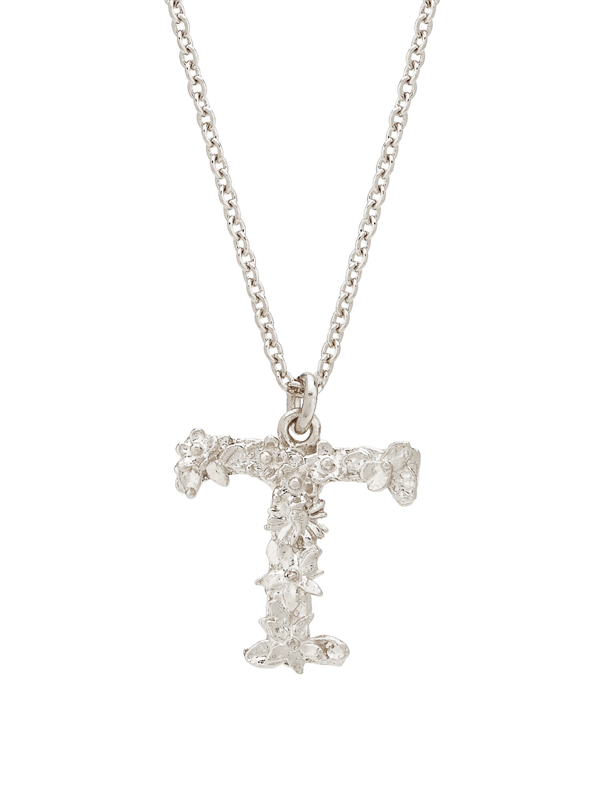 Floral Letter T Necklace - image 5 | silver