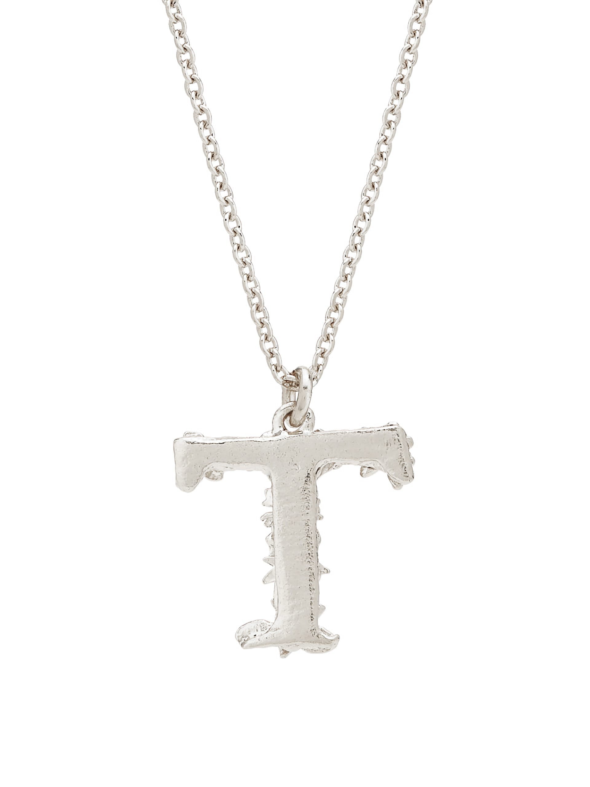 Floral Letter T Necklace - image 8 | silver