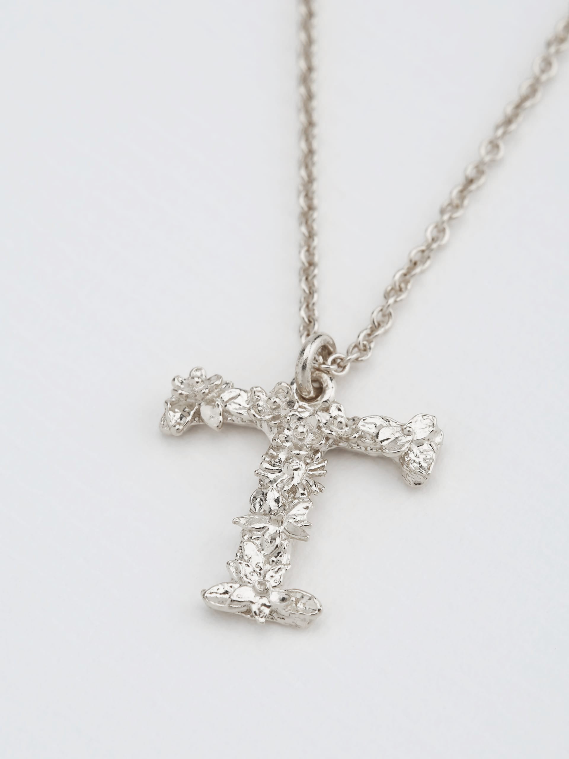 Floral Letter T Necklace - image 7 | silver