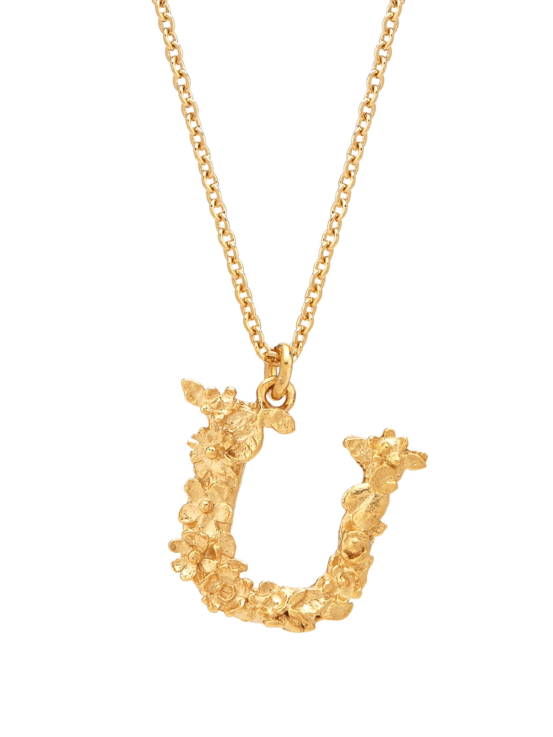 Floral Letter U Necklace - image 1 | gold plate