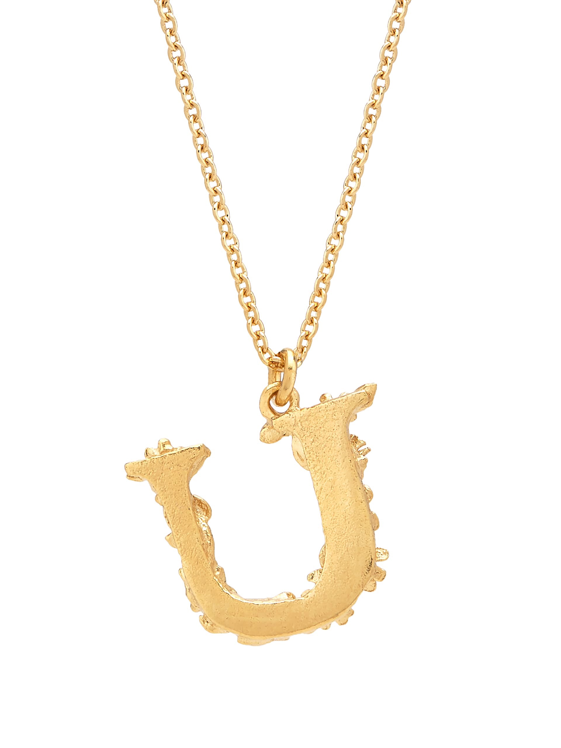 Floral Letter U Necklace - image 4 | gold plate