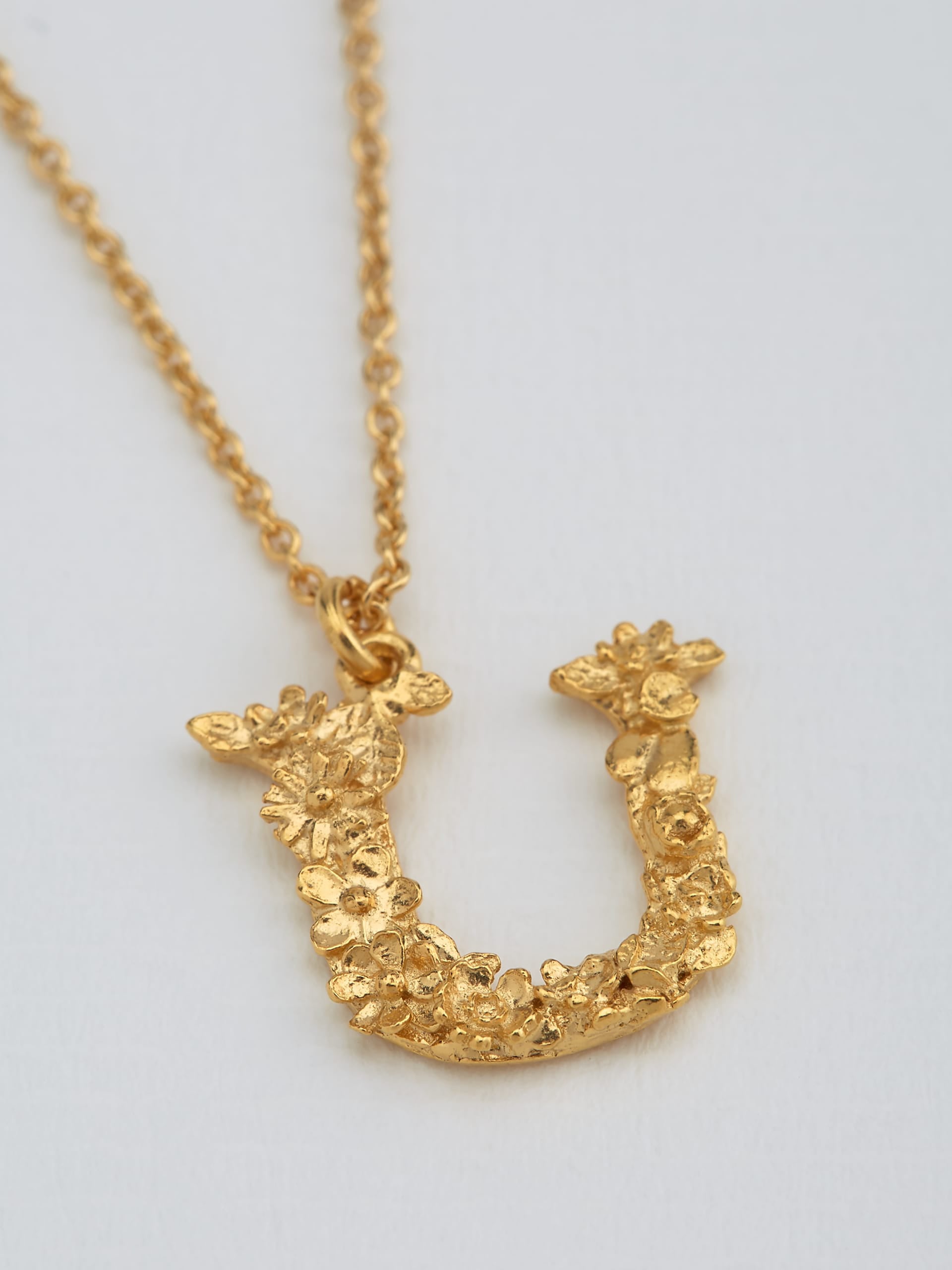 Floral Letter U Necklace - image 3 | gold plate
