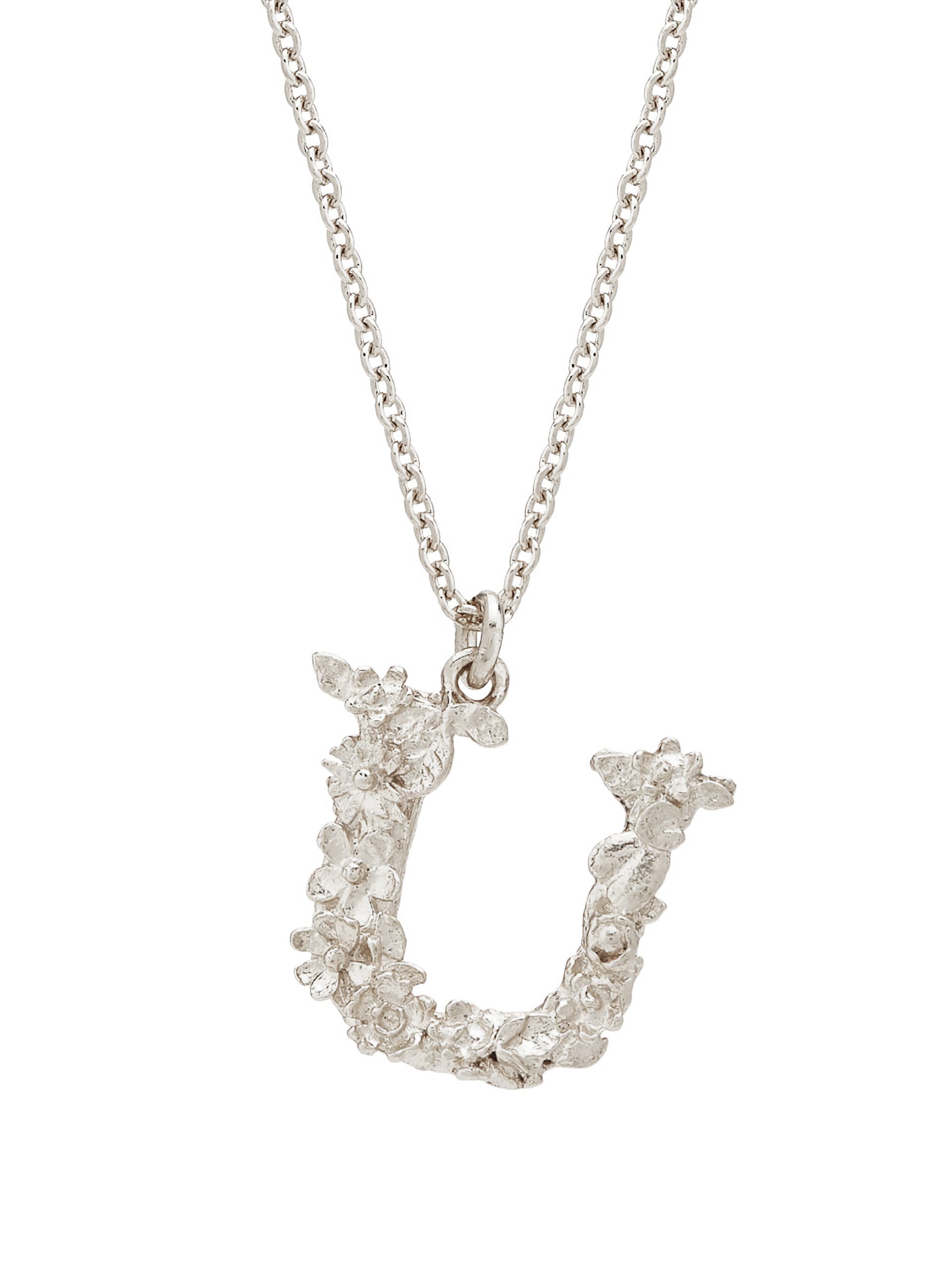 Floral Letter U Necklace - image 5 | silver