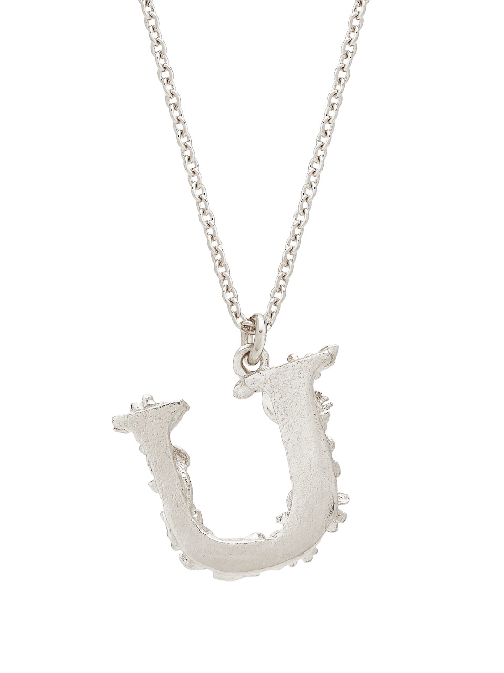 Floral Letter U Necklace - image 8 | silver