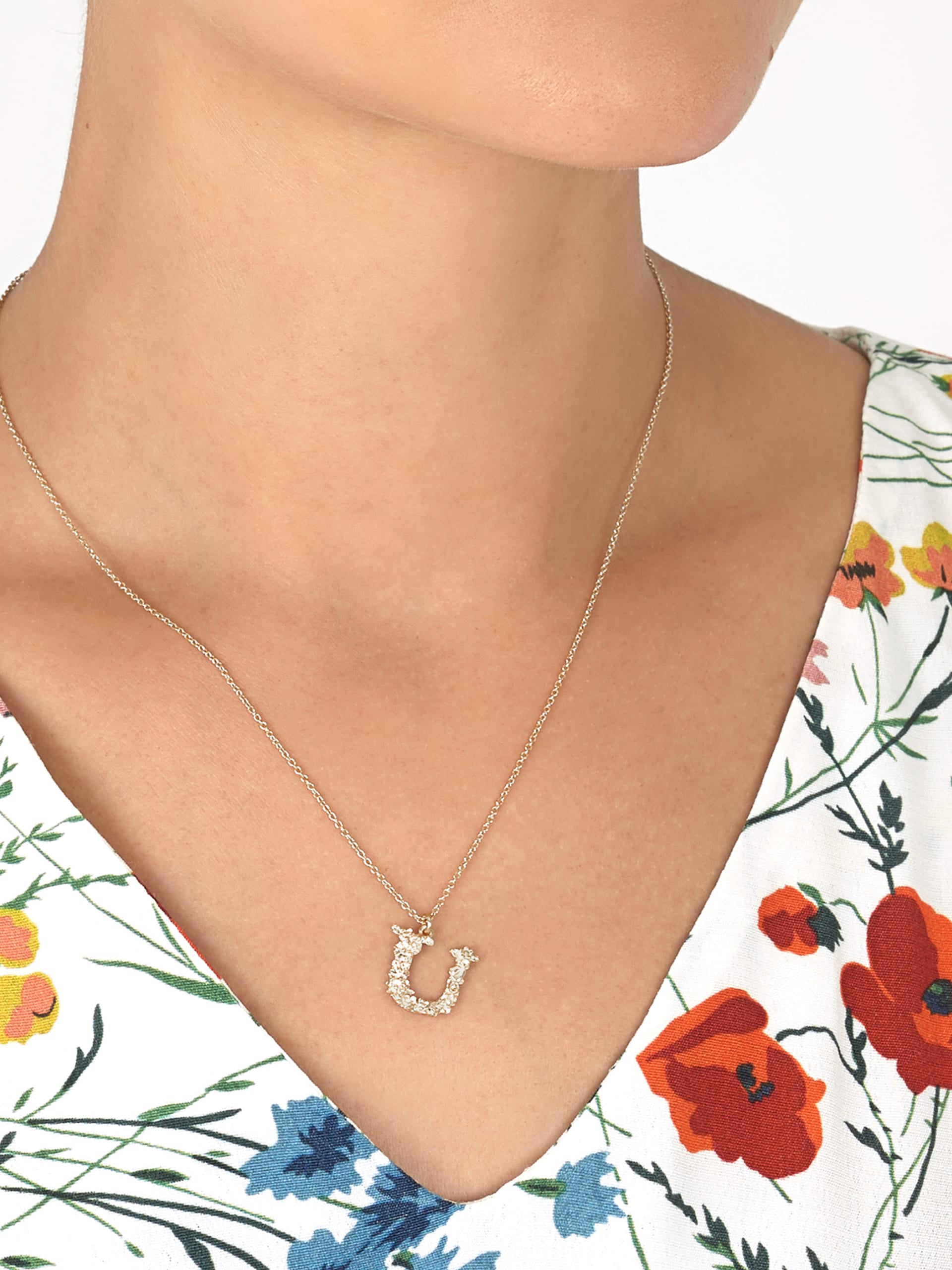 Floral Letter U Necklace - image 6