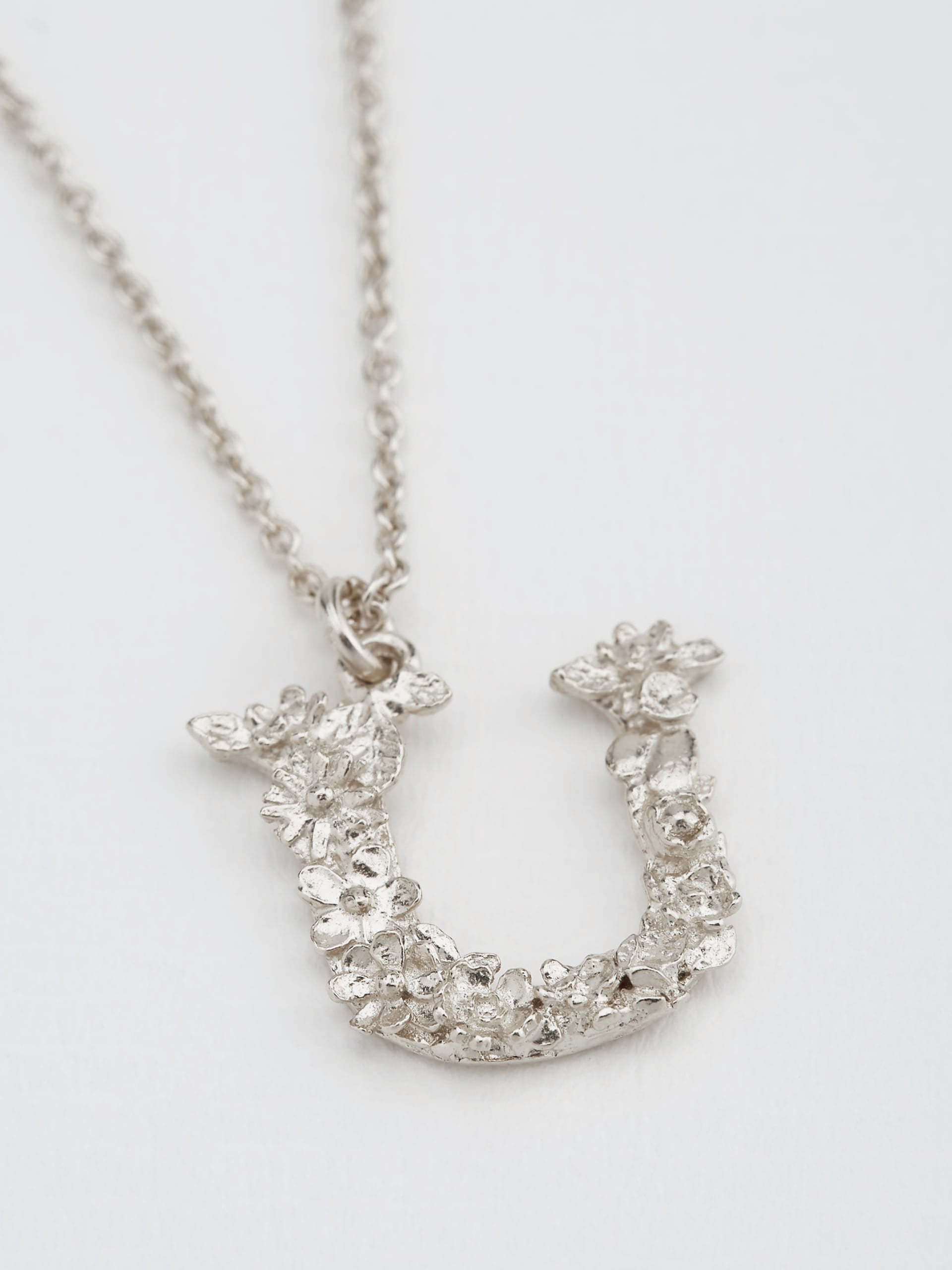 Floral Letter U Necklace - image 7 | silver