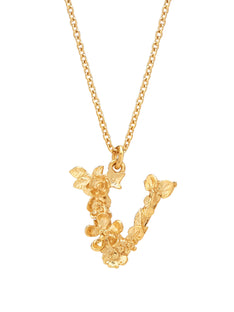 Floral Letter V Necklace