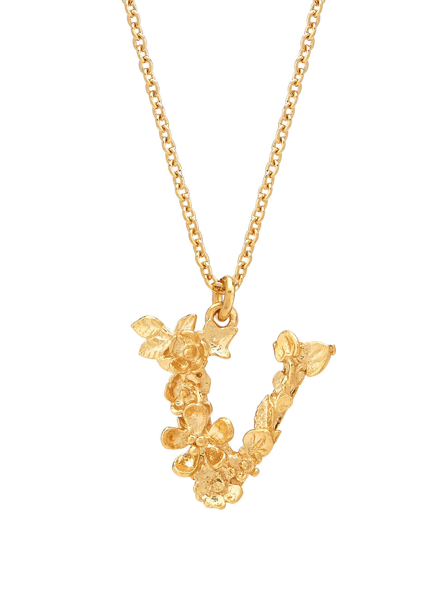 Floral Letter V Necklace