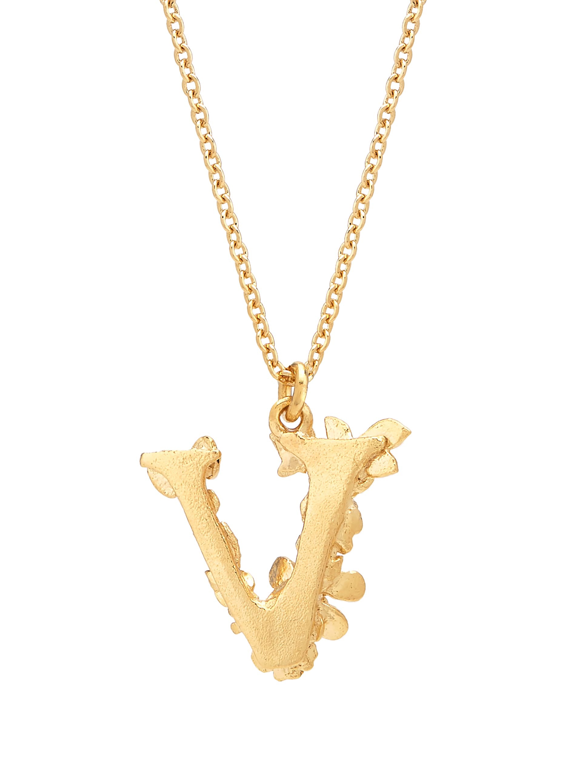 Floral Letter V Necklace - image 4 | gold plate