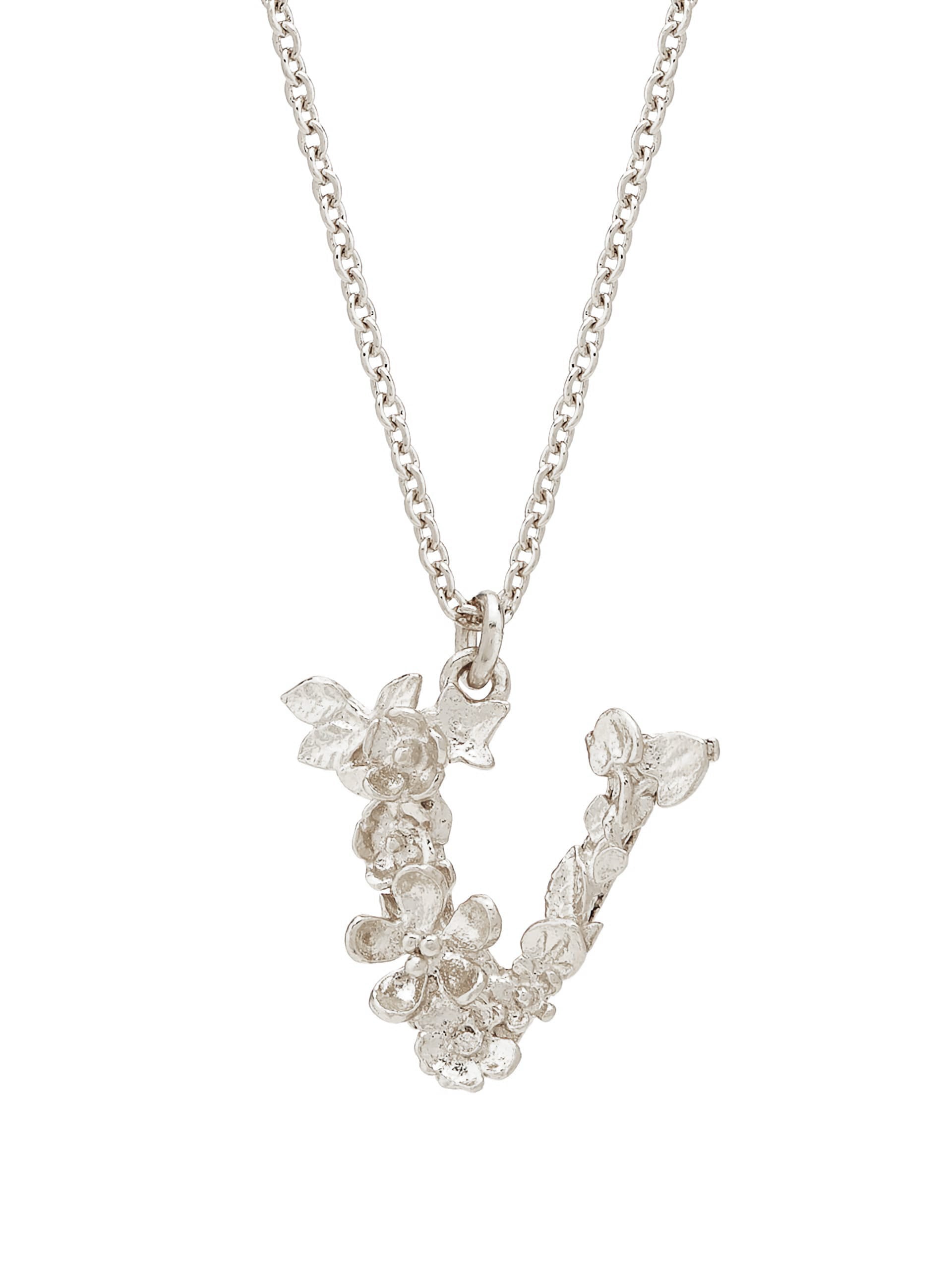 Floral Letter V Necklace - image 5 | silver