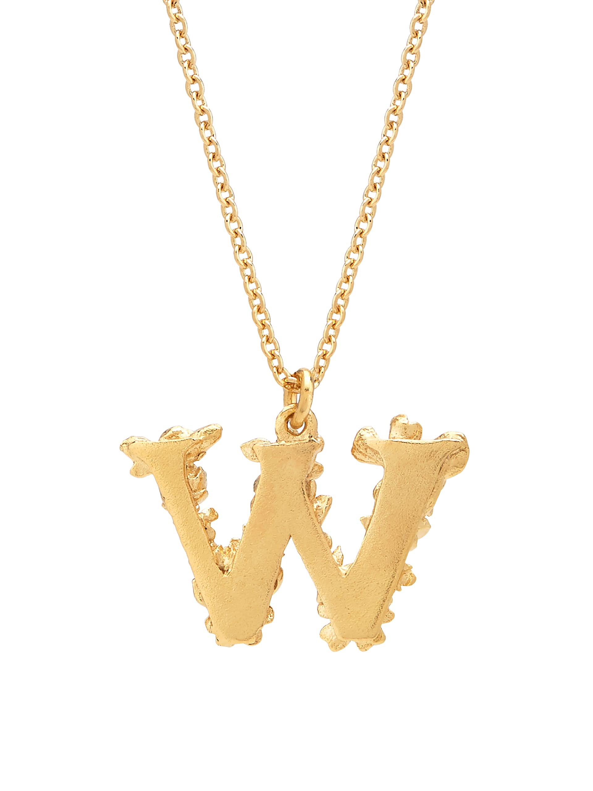 Floral Letter W Necklace - image 4 | gold plate