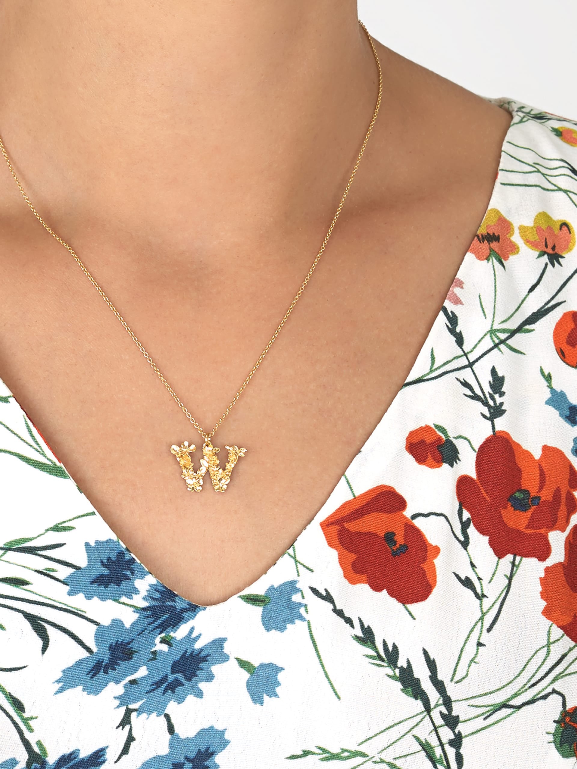 Floral Letter W Necklace - image 2