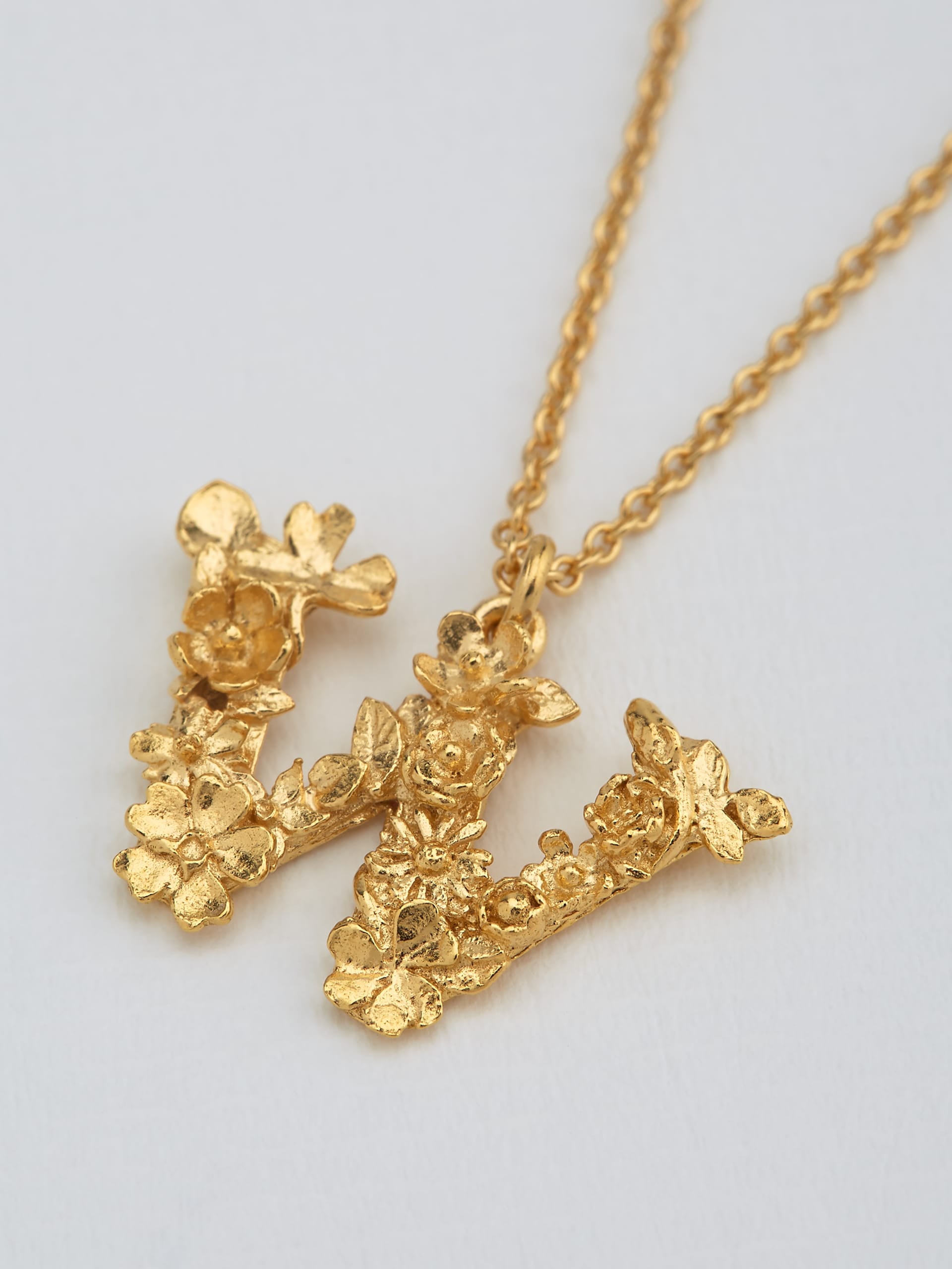 Floral Letter W Necklace - image 3 | gold plate