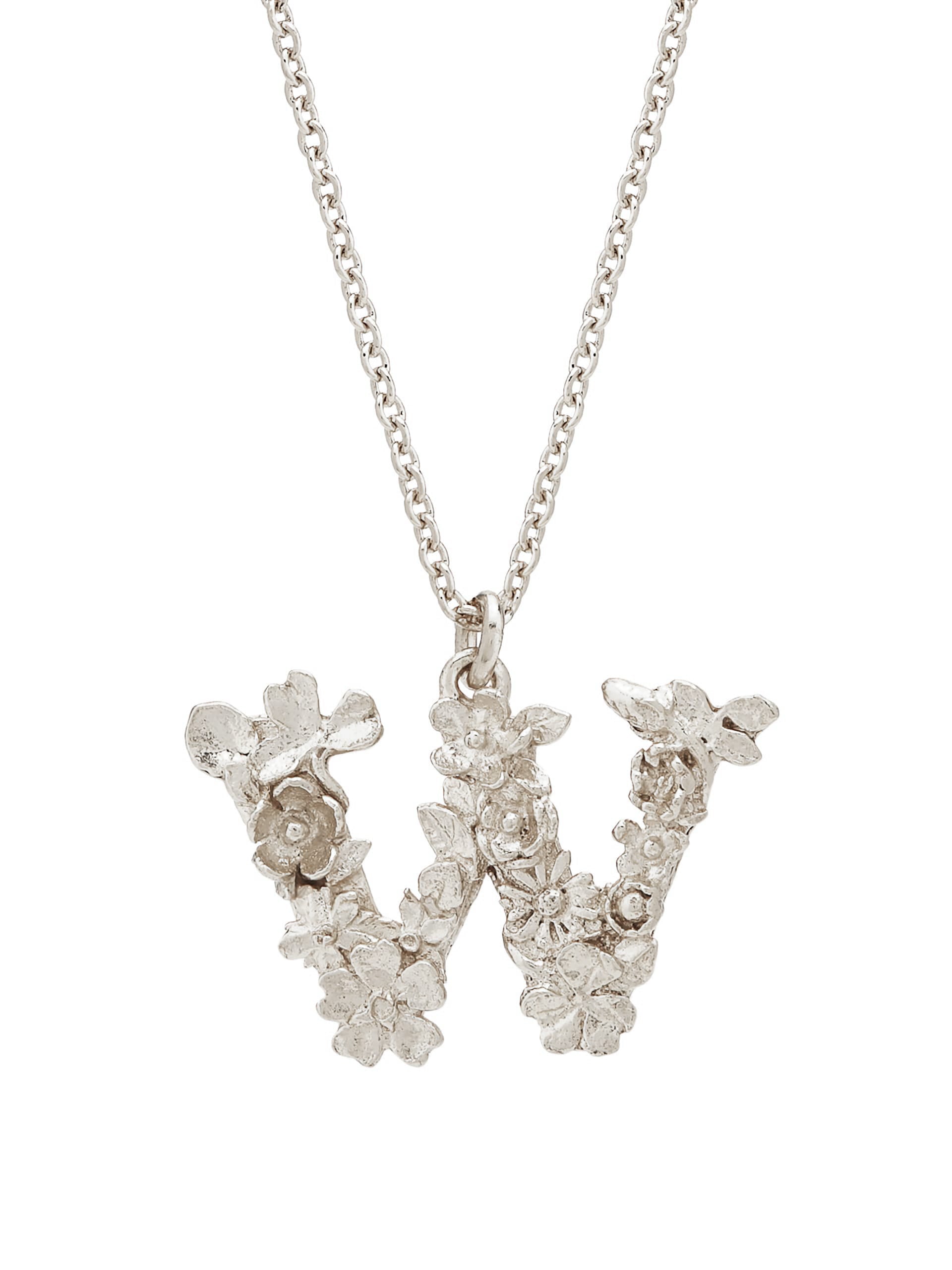 Floral Letter W Necklace - image 5 | silver