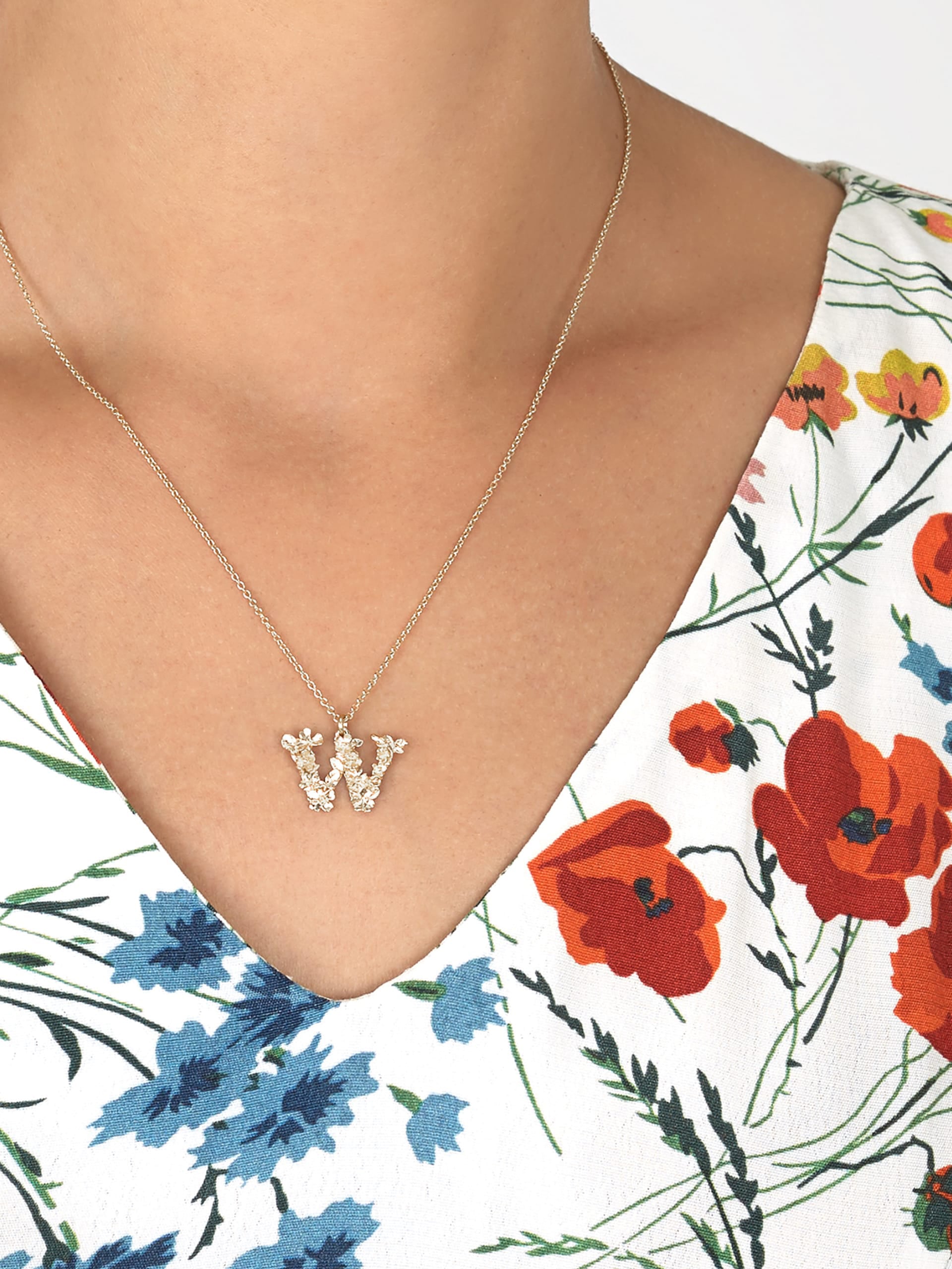 Floral Letter W Necklace - image 6