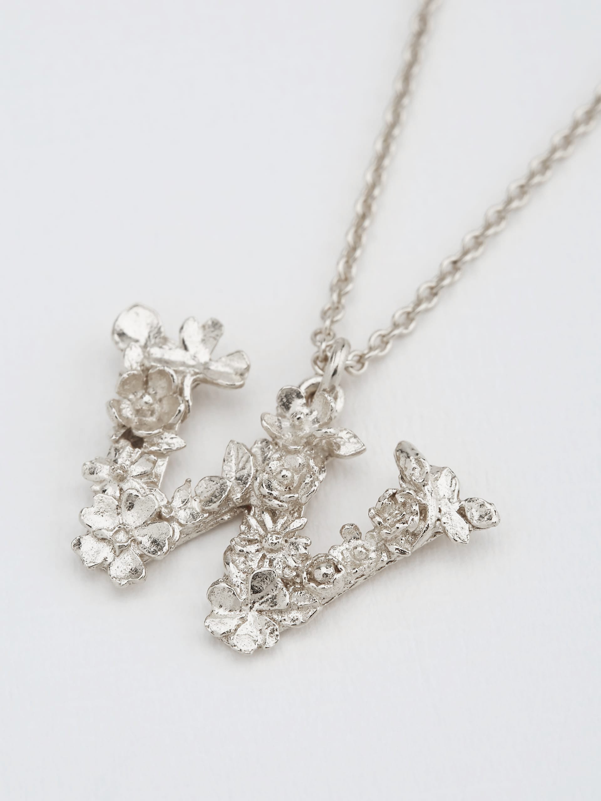 Floral Letter W Necklace - image 7 | silver