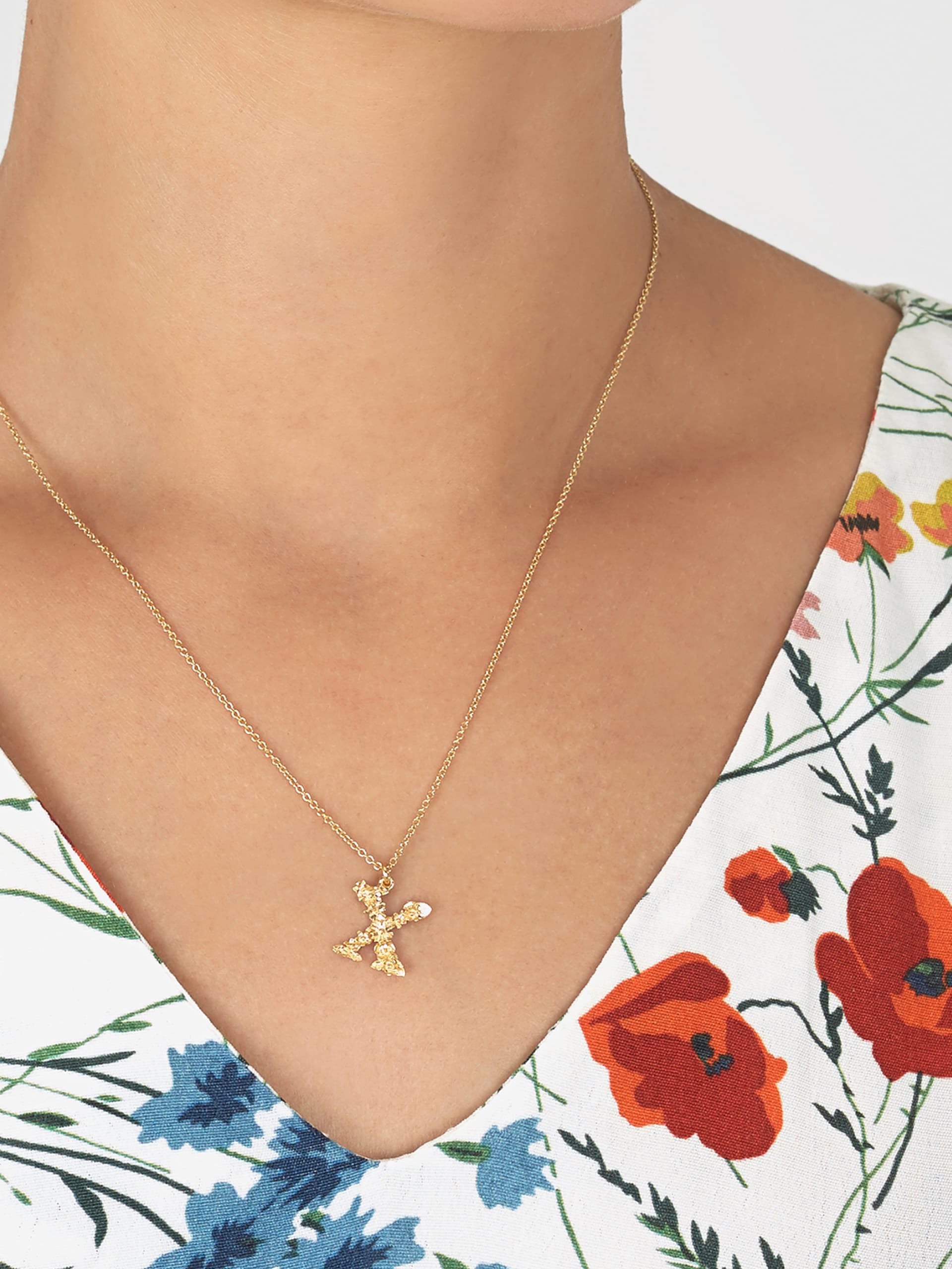 Floral Letter X Necklace - image 2