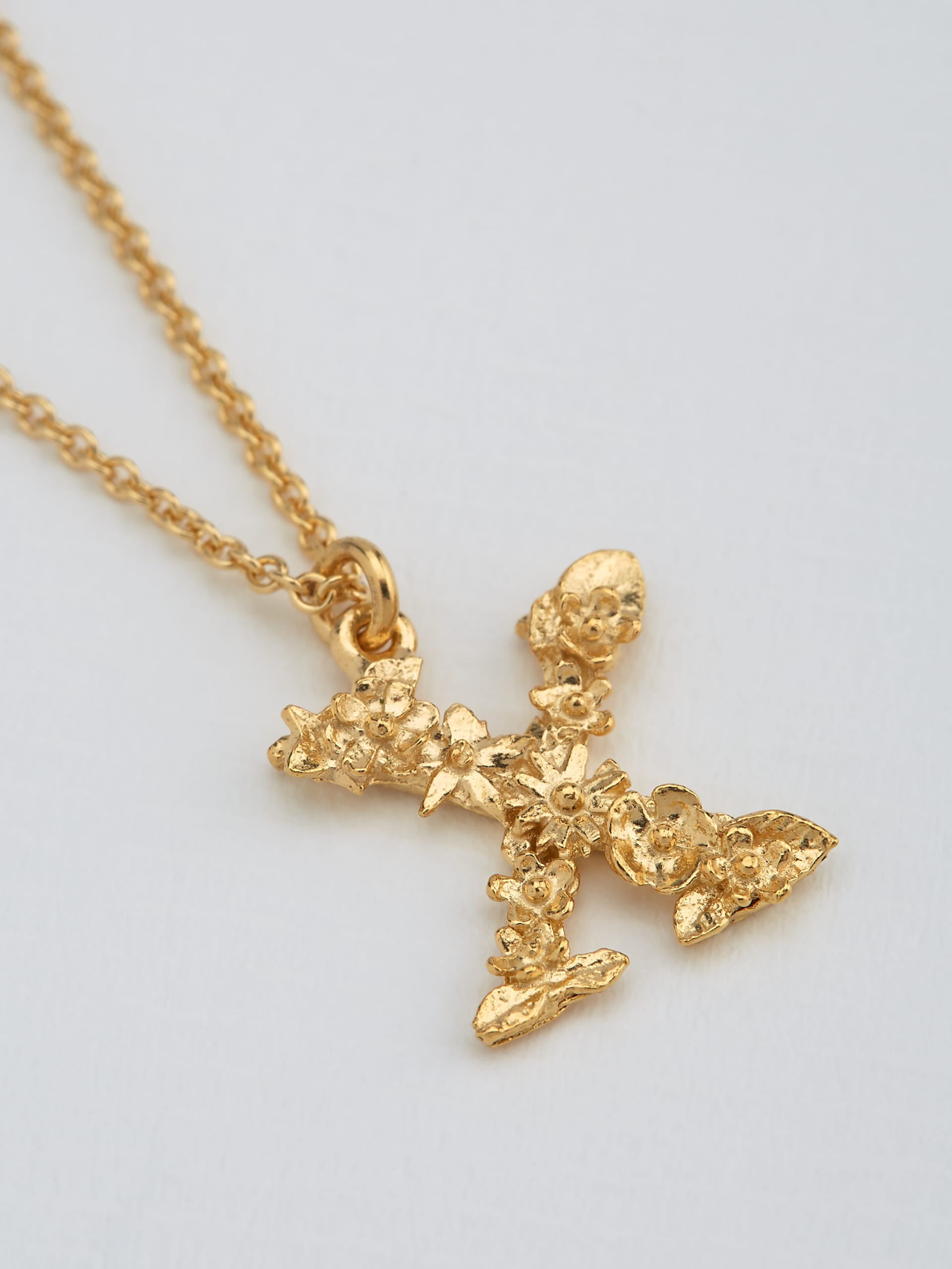 Floral Letter X Necklace - image 3 | gold plate
