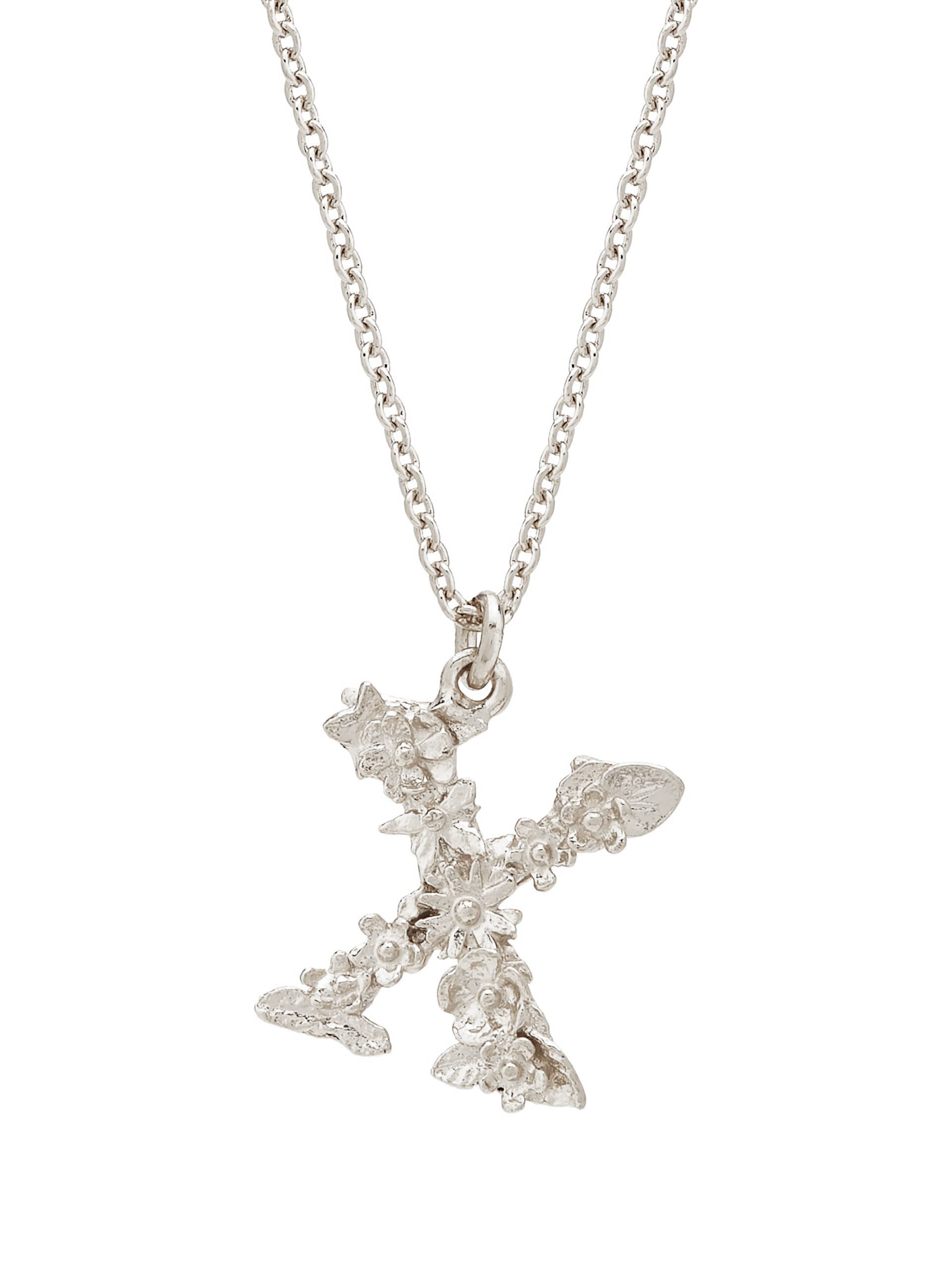 Floral Letter X Necklace - image 5 | silver